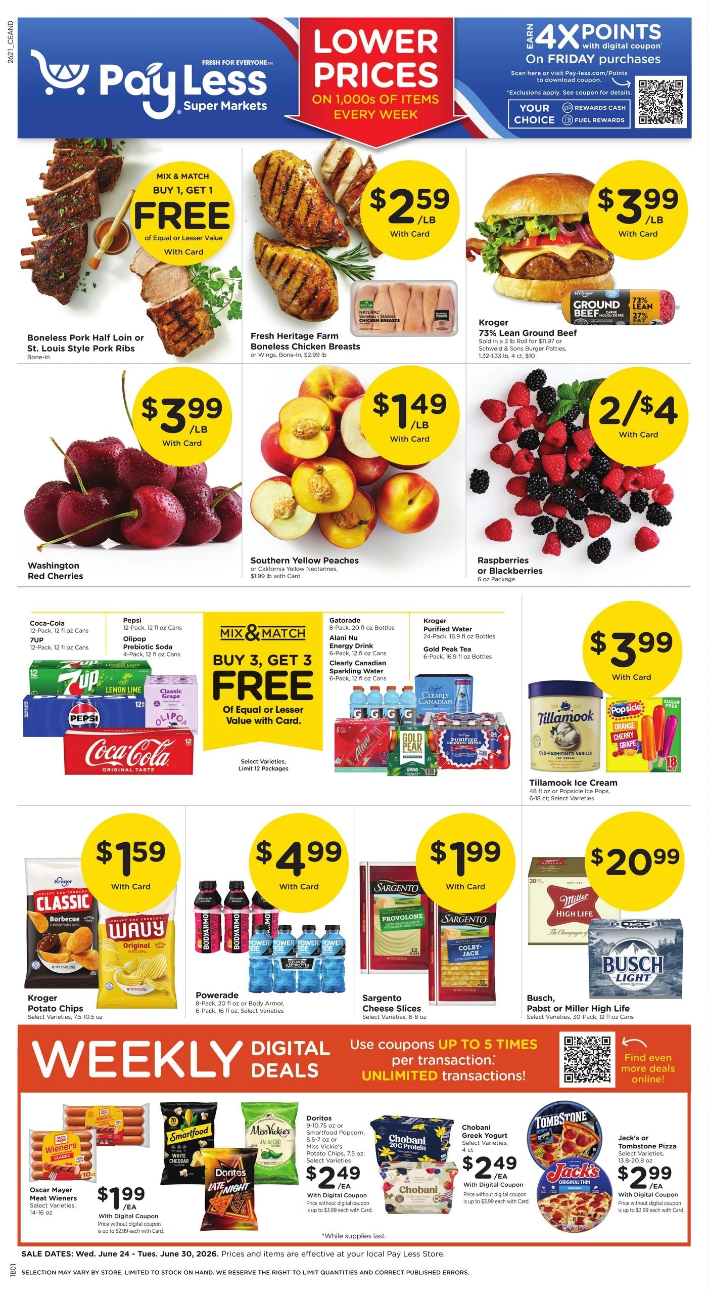 Pay Less Super Markets flyer page 1