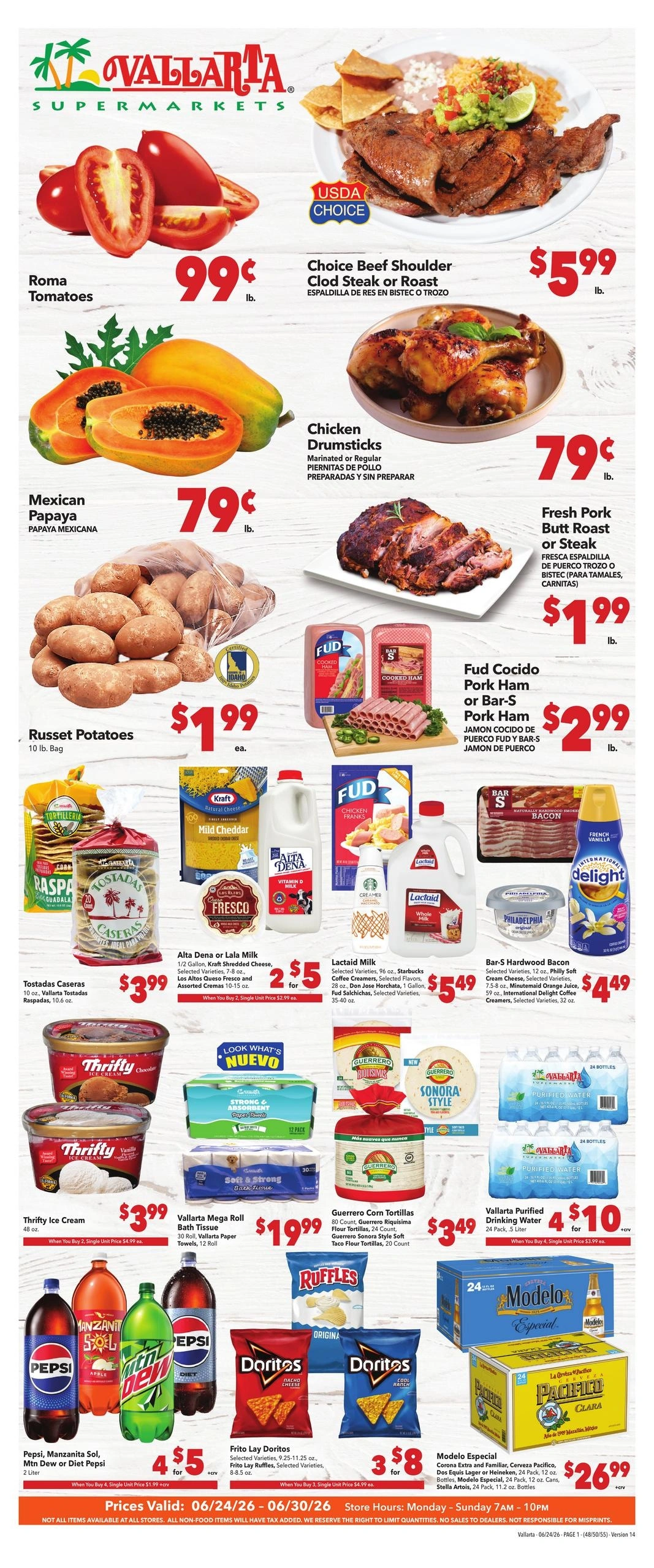 Vallarta Supermarkets flyer page 1