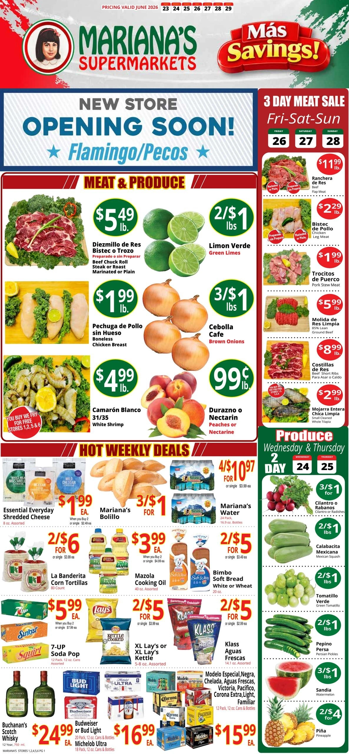 Mariana's Supermarkets flyer page 1