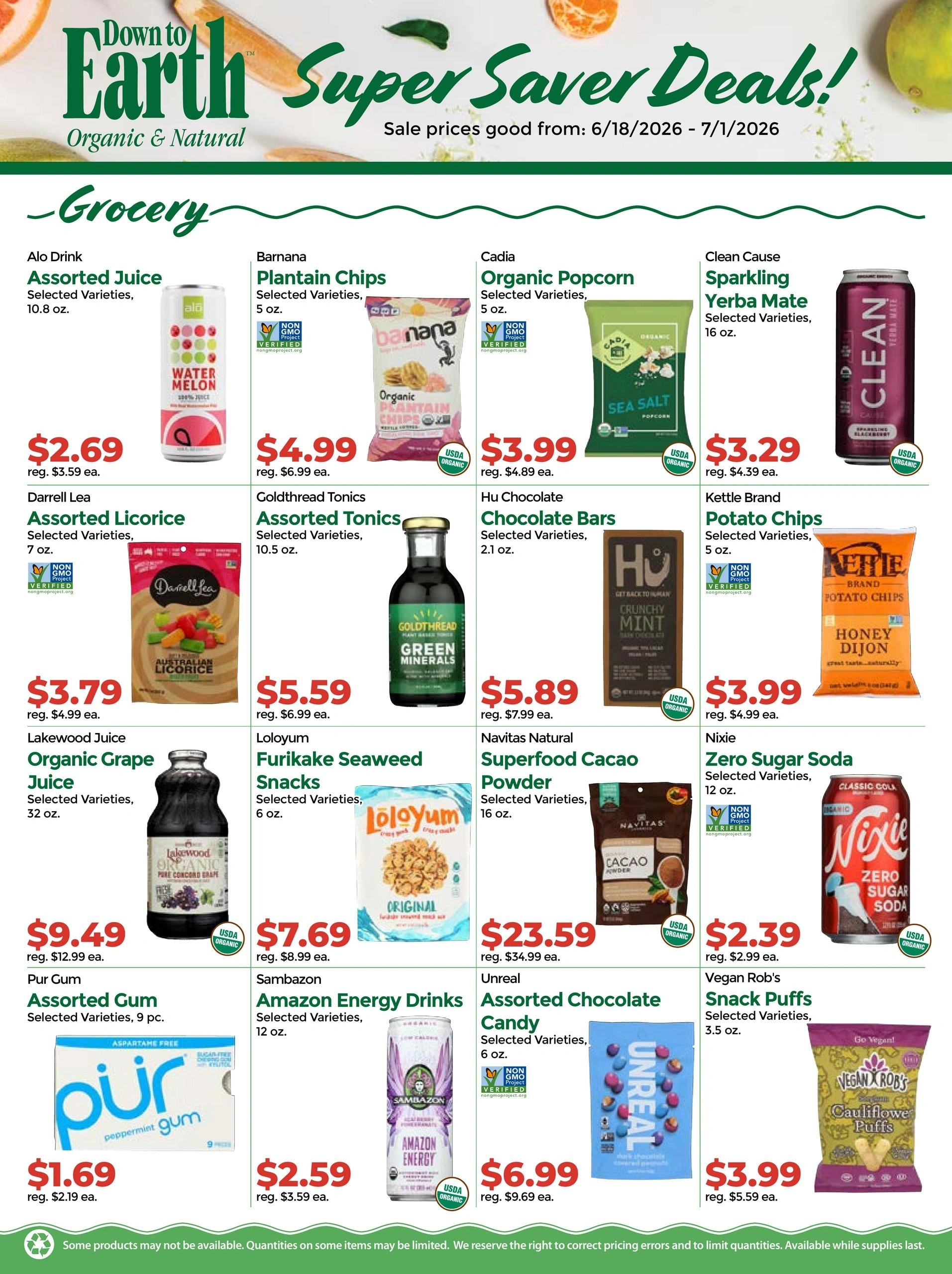Down to Earth Organic & Natural flyer page 1