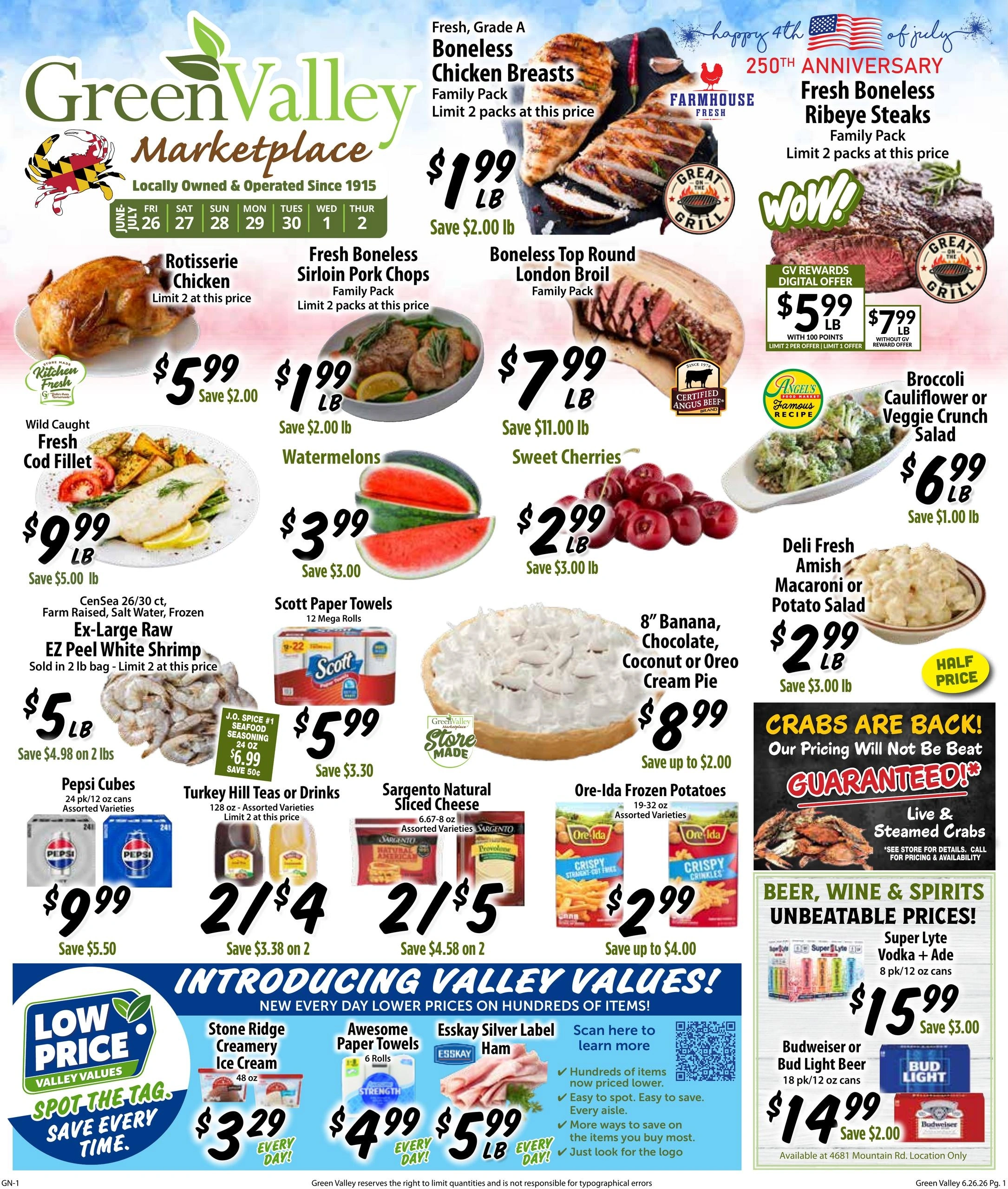 Green Valley Marketplace flyer page 1