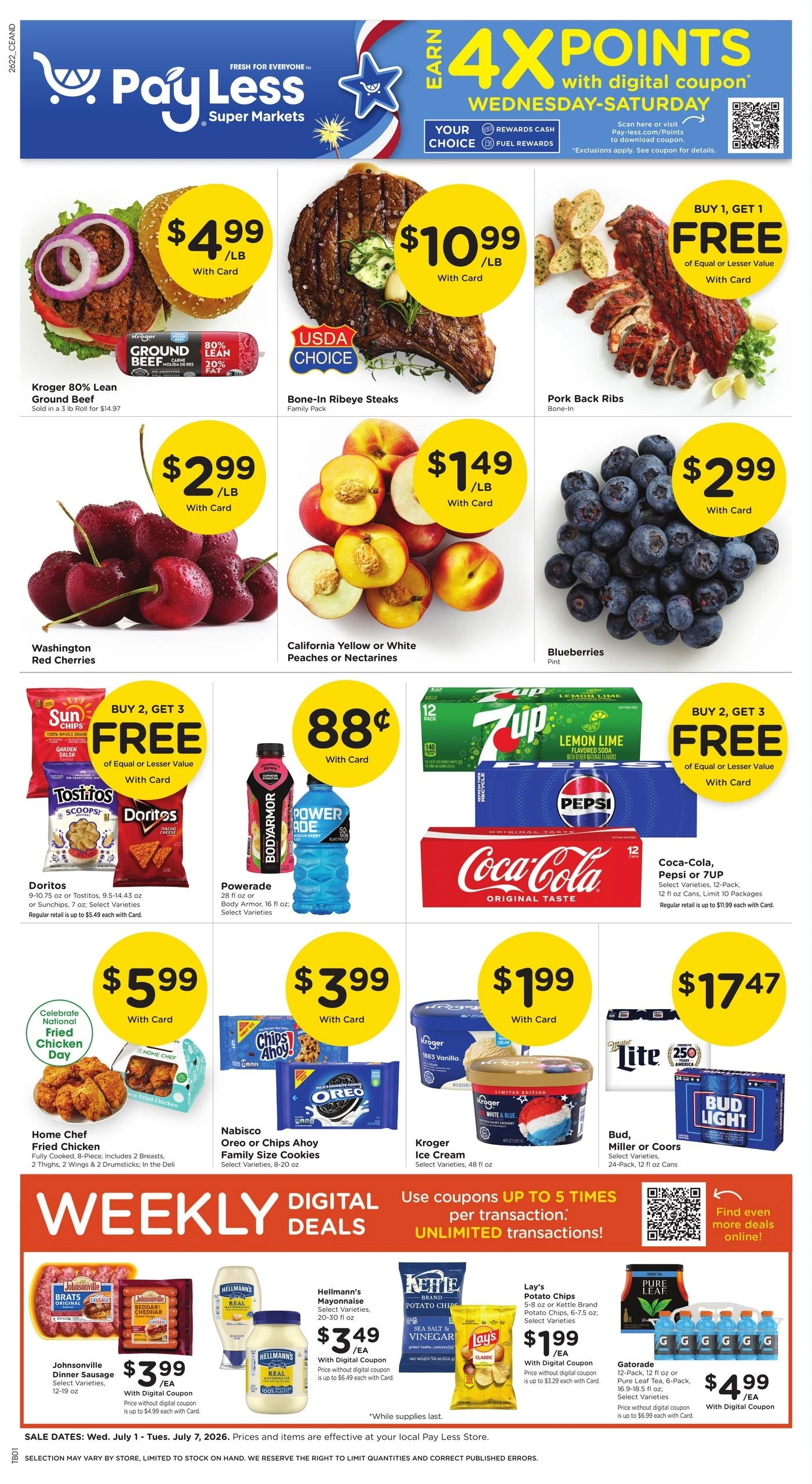 Pay Less Super Markets flyer page 1