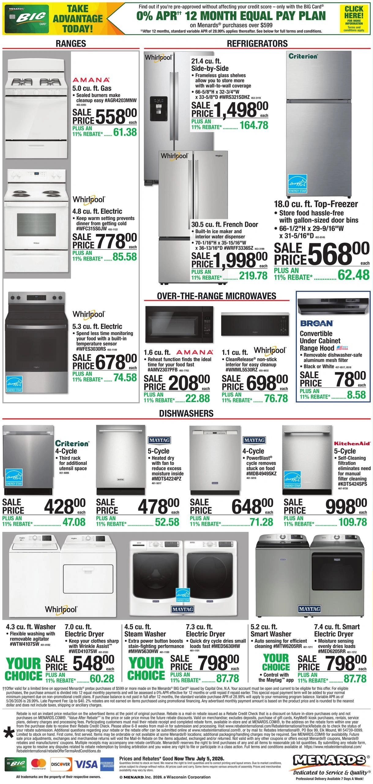 Menards flyer page 1