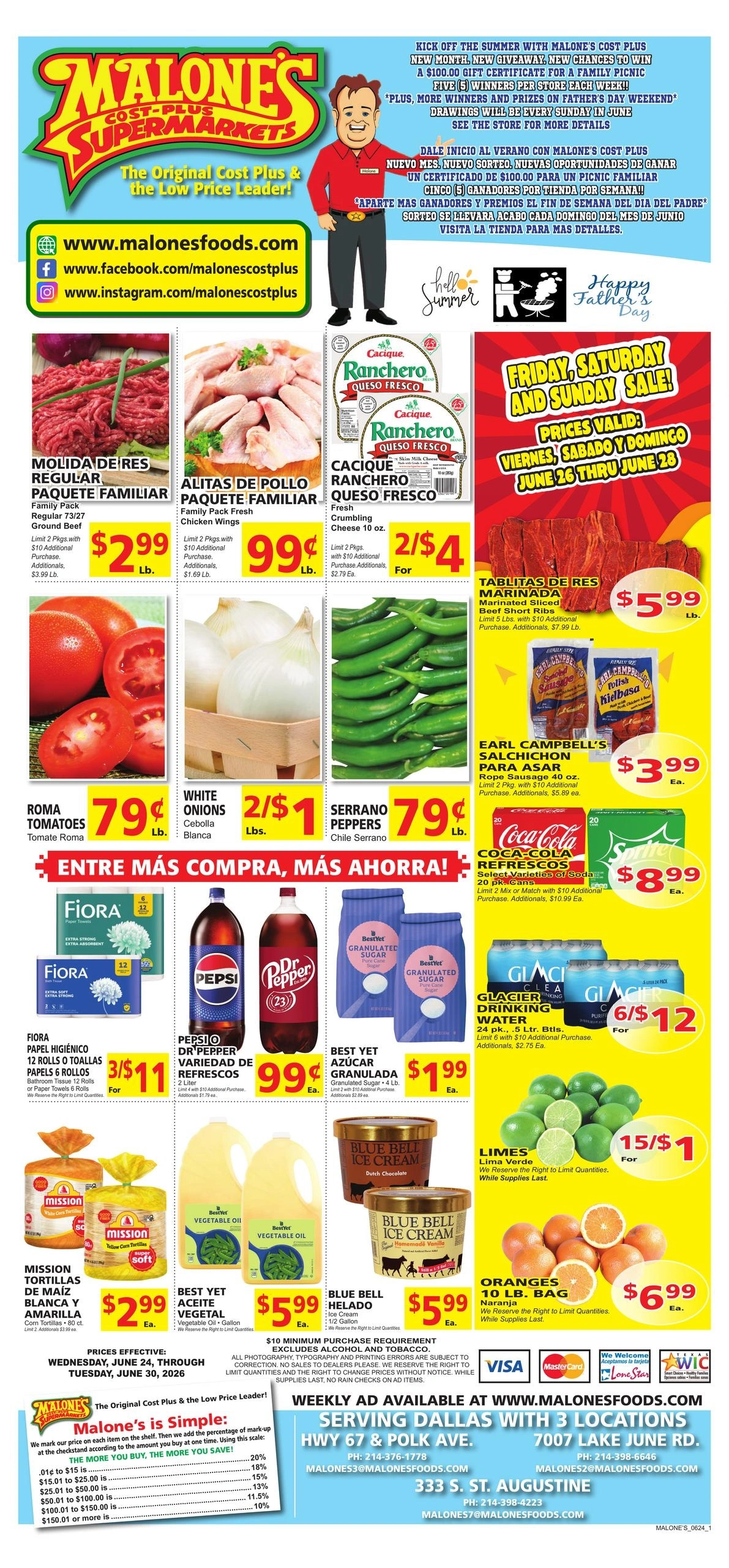 Malone's Cost Plus flyer page 1