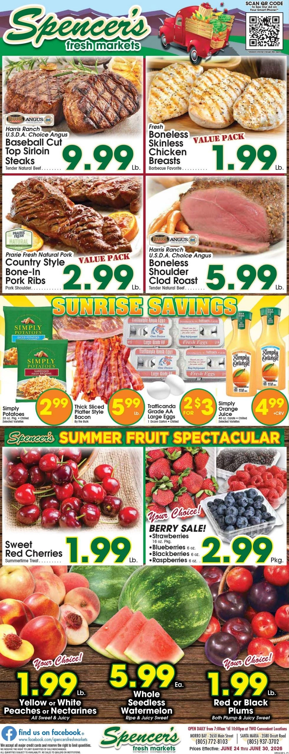 Spencer's Fresh Markets IGA flyer page 1