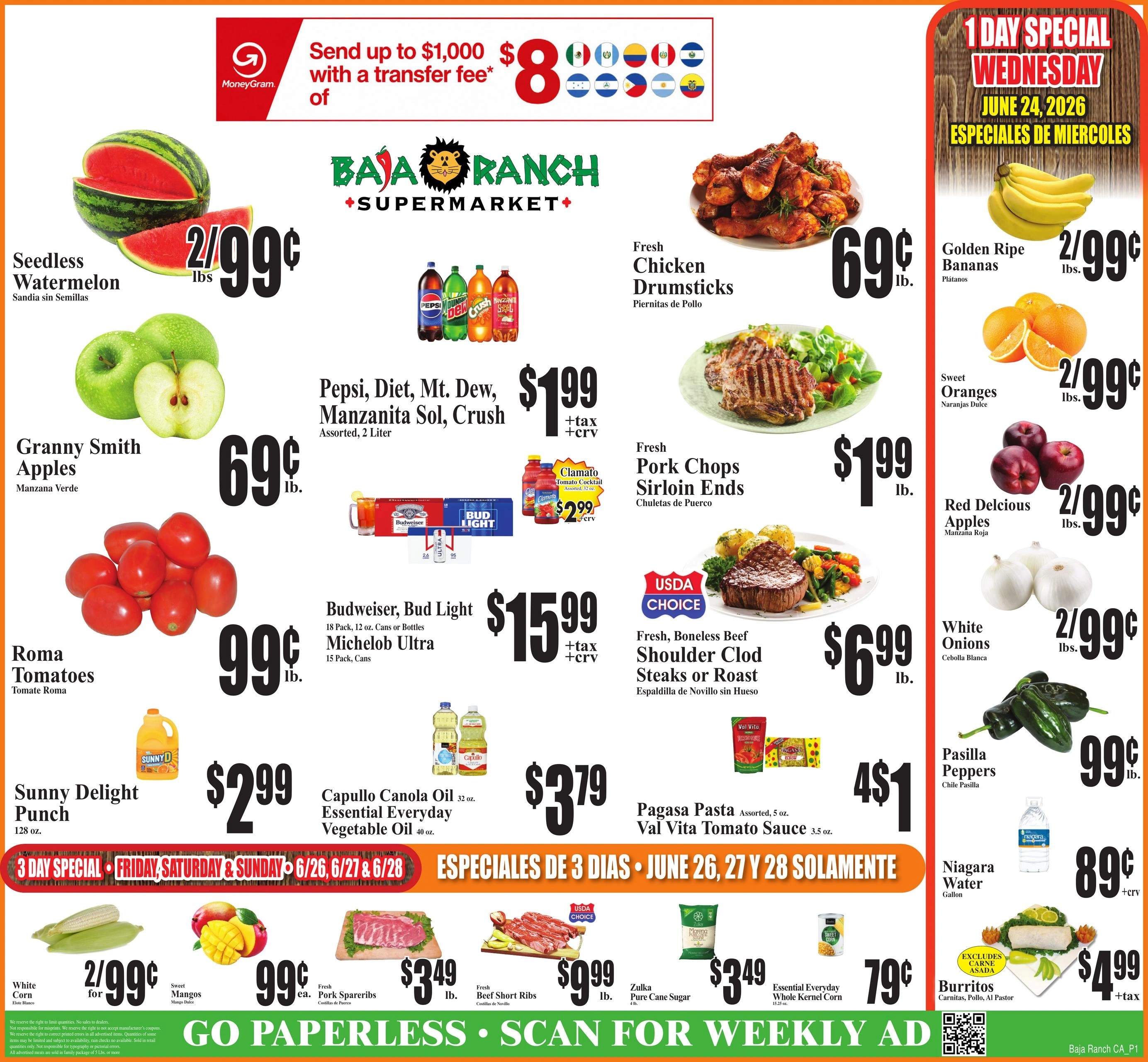 Baja Ranch Supermarket flyer page 1