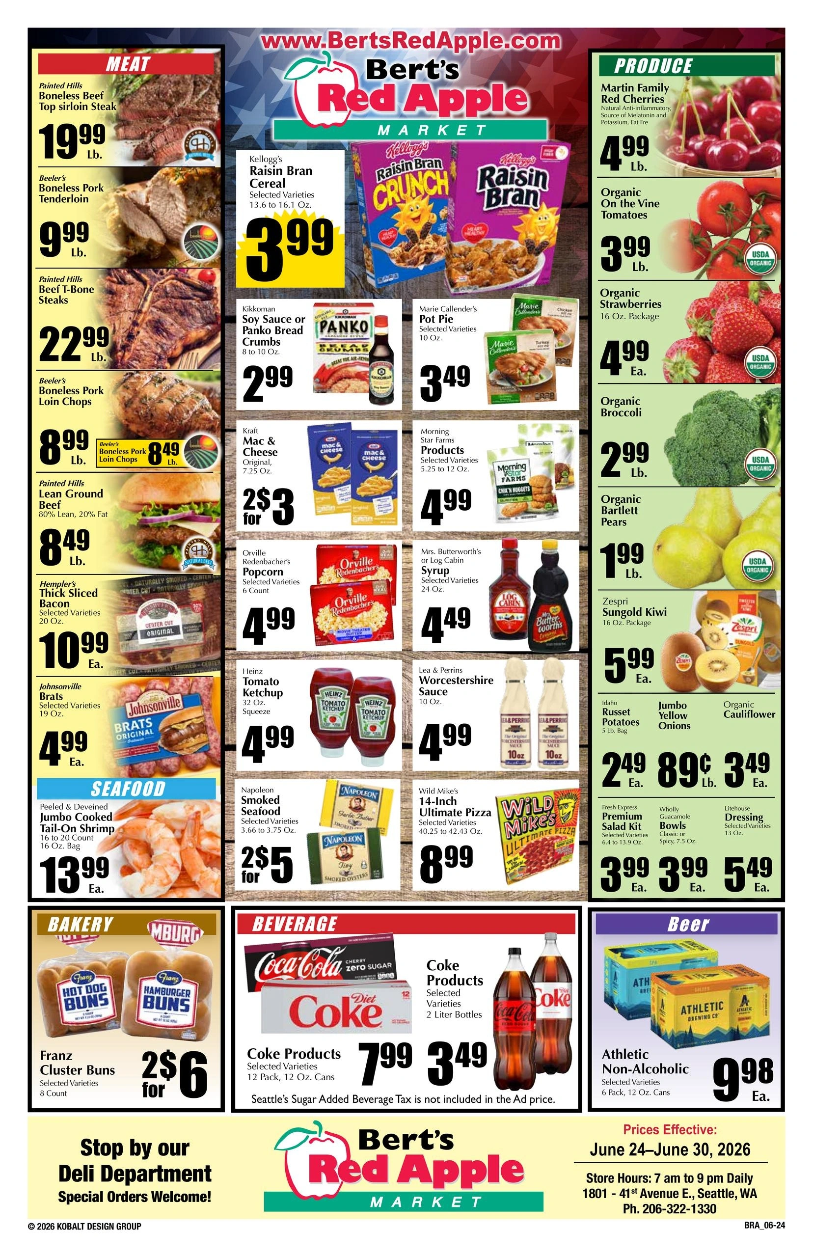 Bert's Red Apple flyer page 1