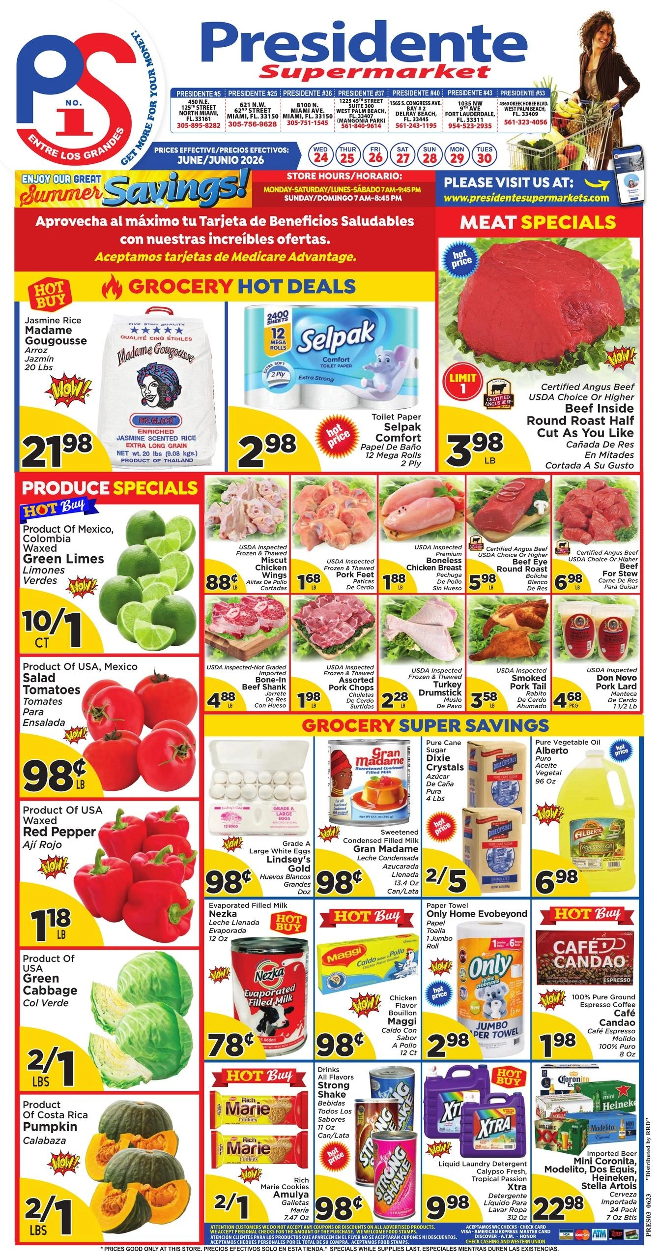 Presidente Supermarkets flyer page 1