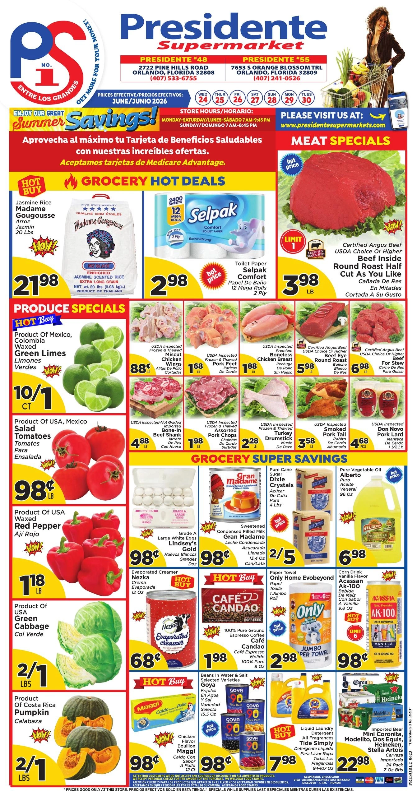 Presidente Supermarkets flyer page 1