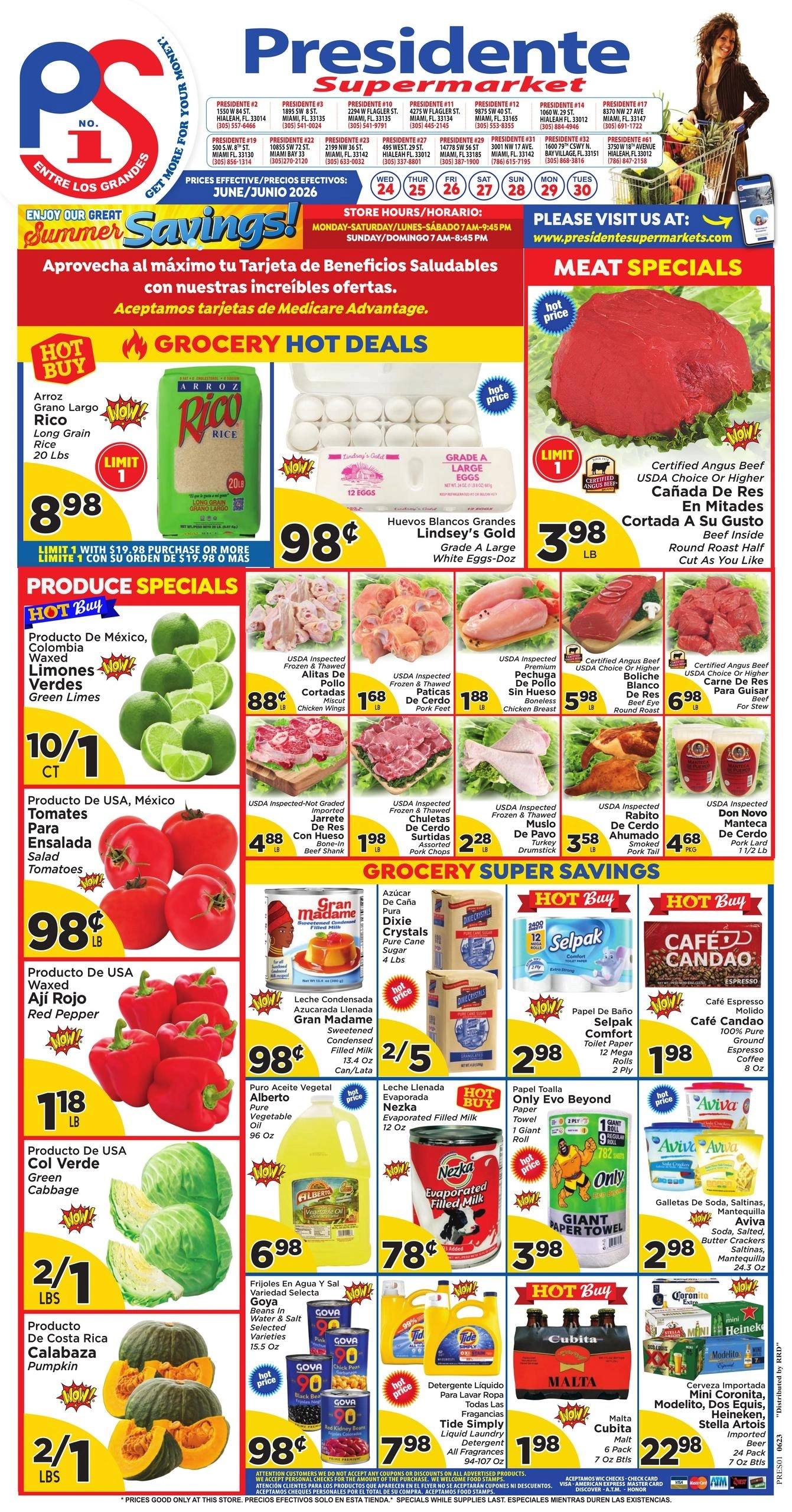 Presidente Supermarkets flyer page 1