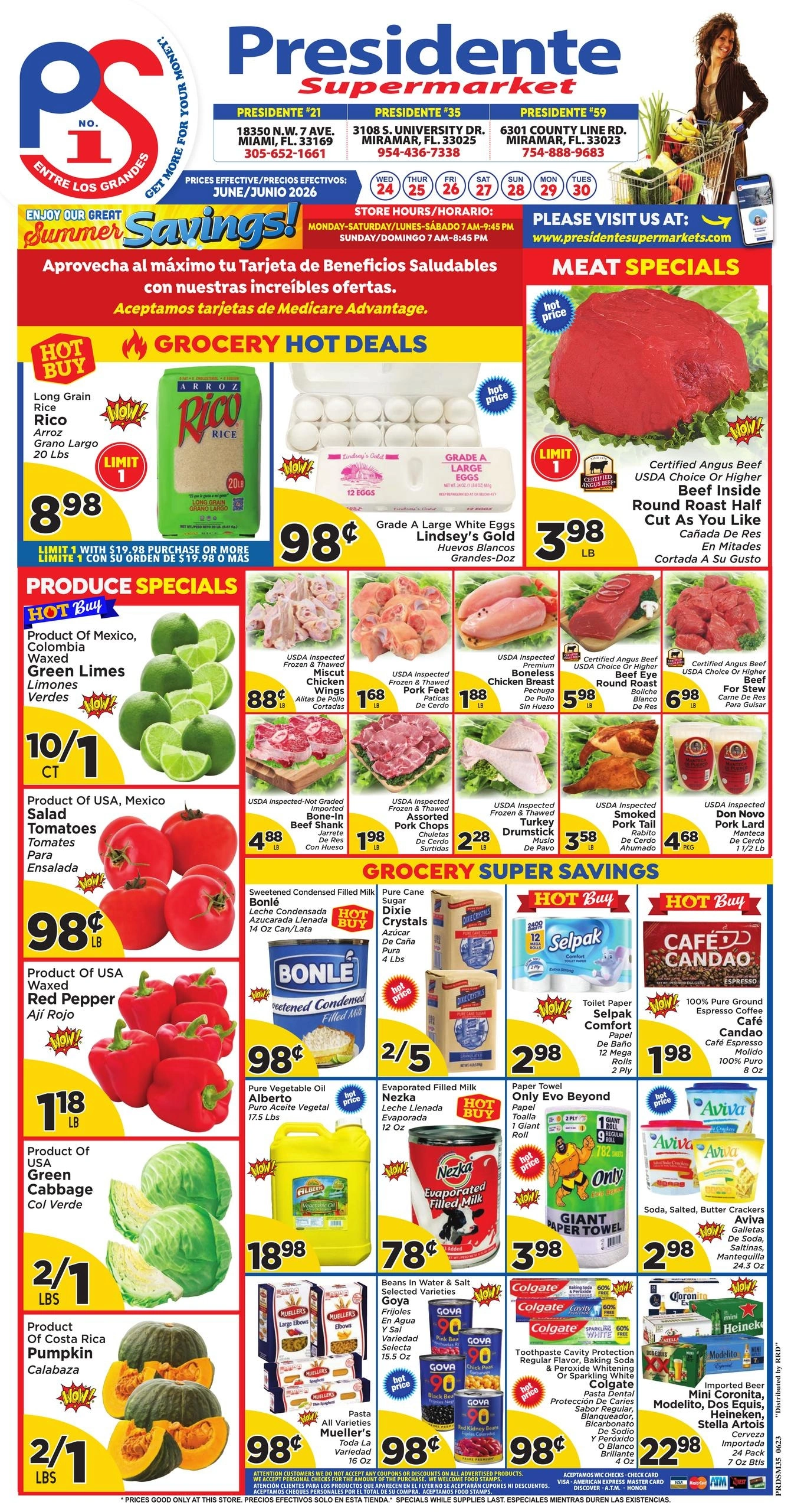 Presidente Supermarkets flyer page 1