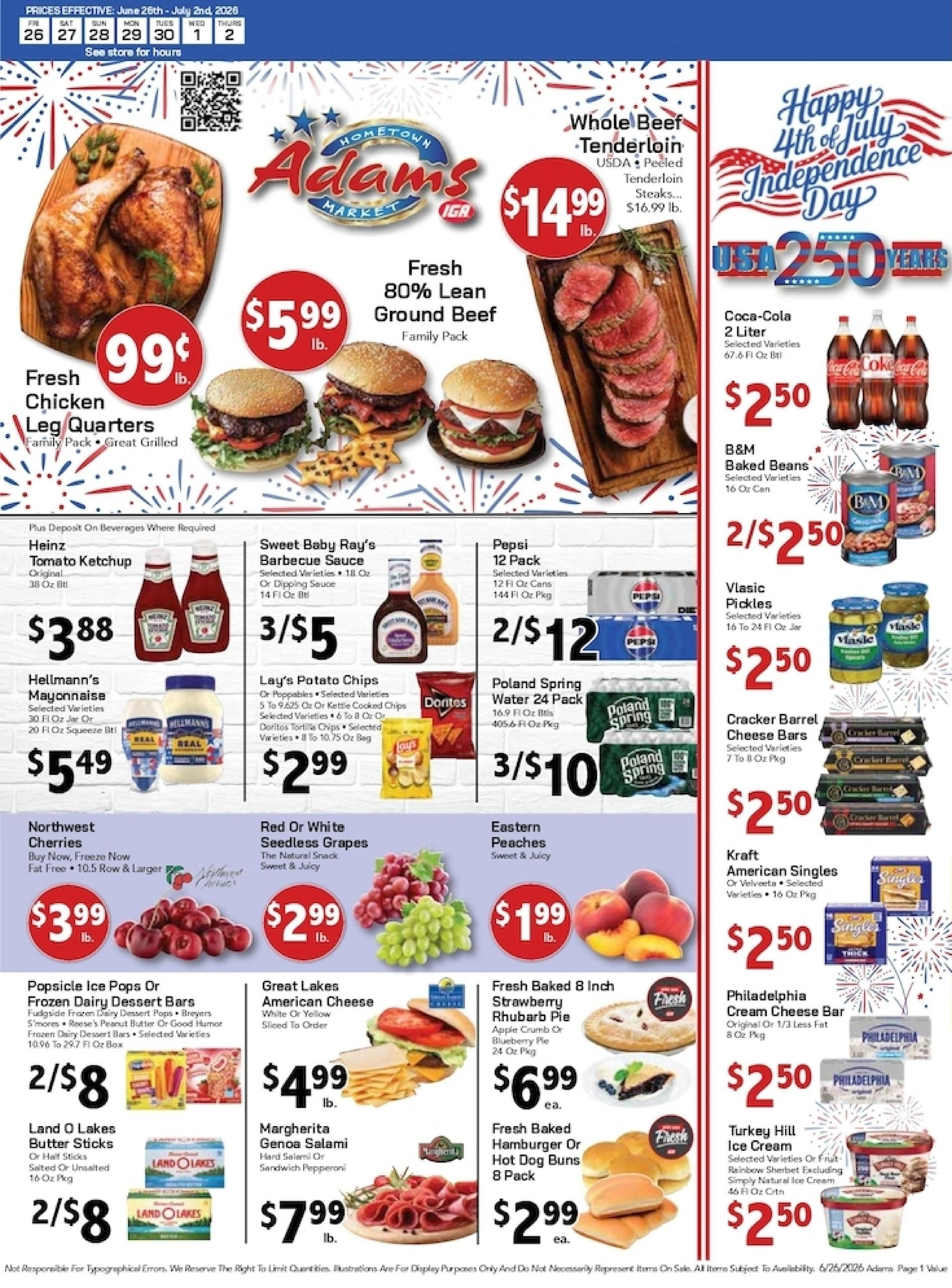 Adams Hometown Market flyer page 1