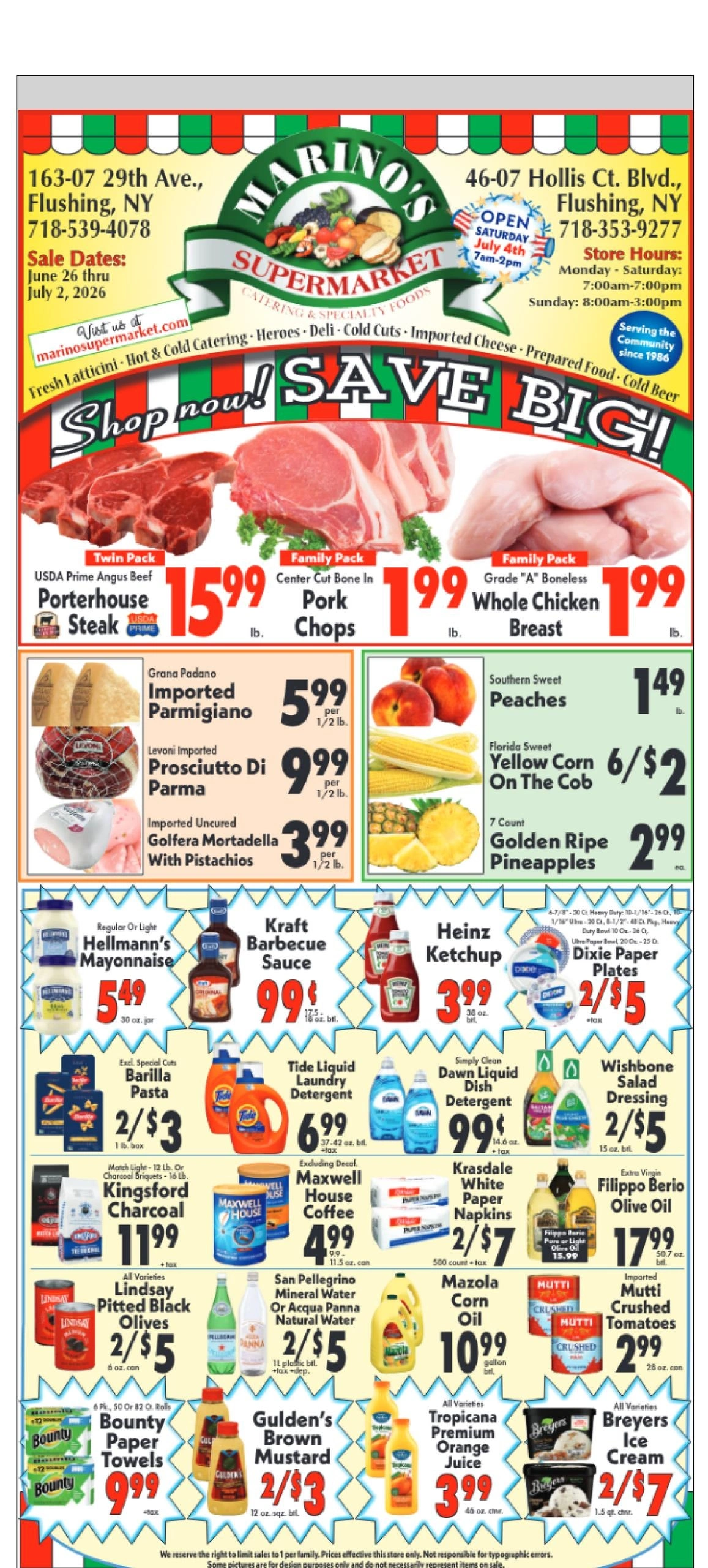 Marino's Supermarket flyer page 1