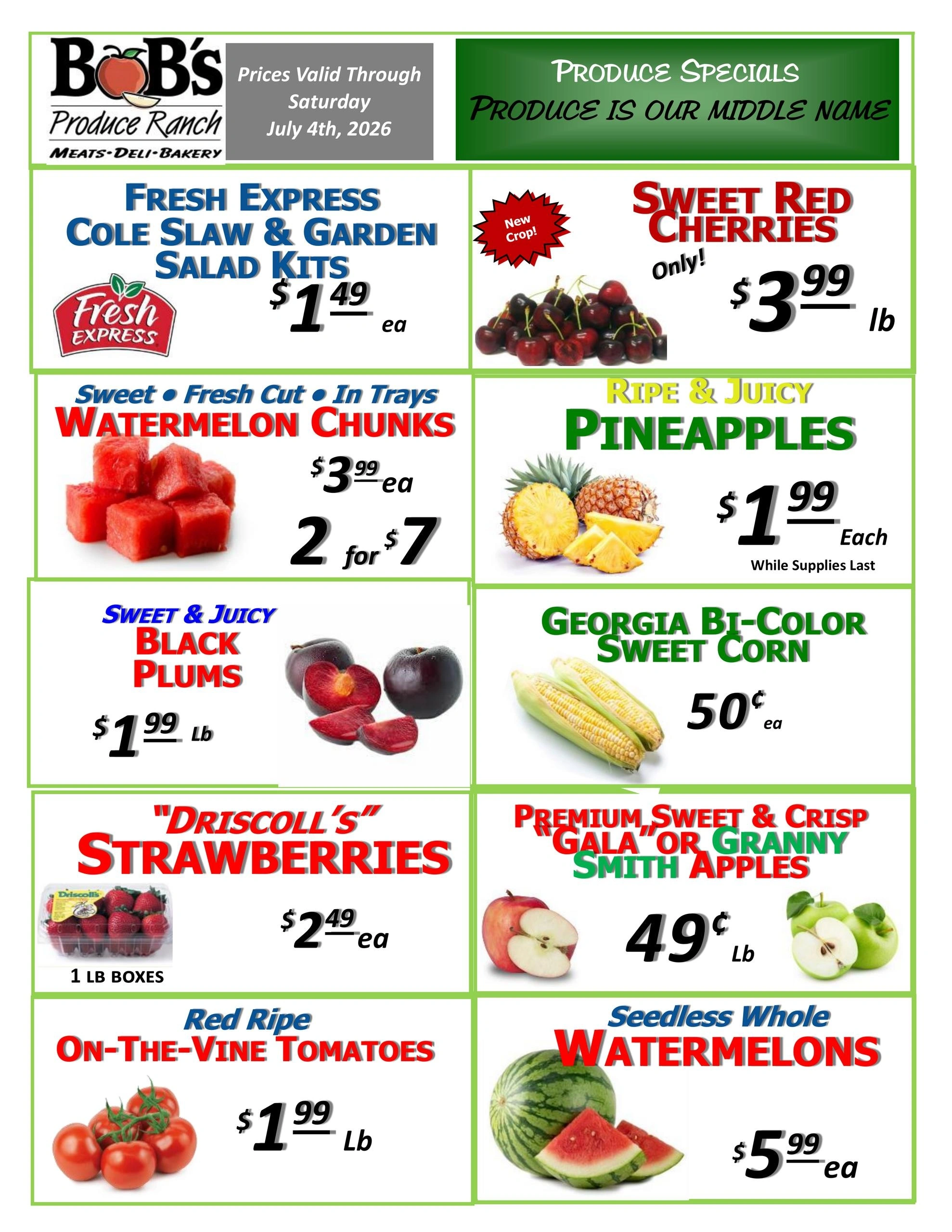 BoB's Produce Ranch flyer page 1