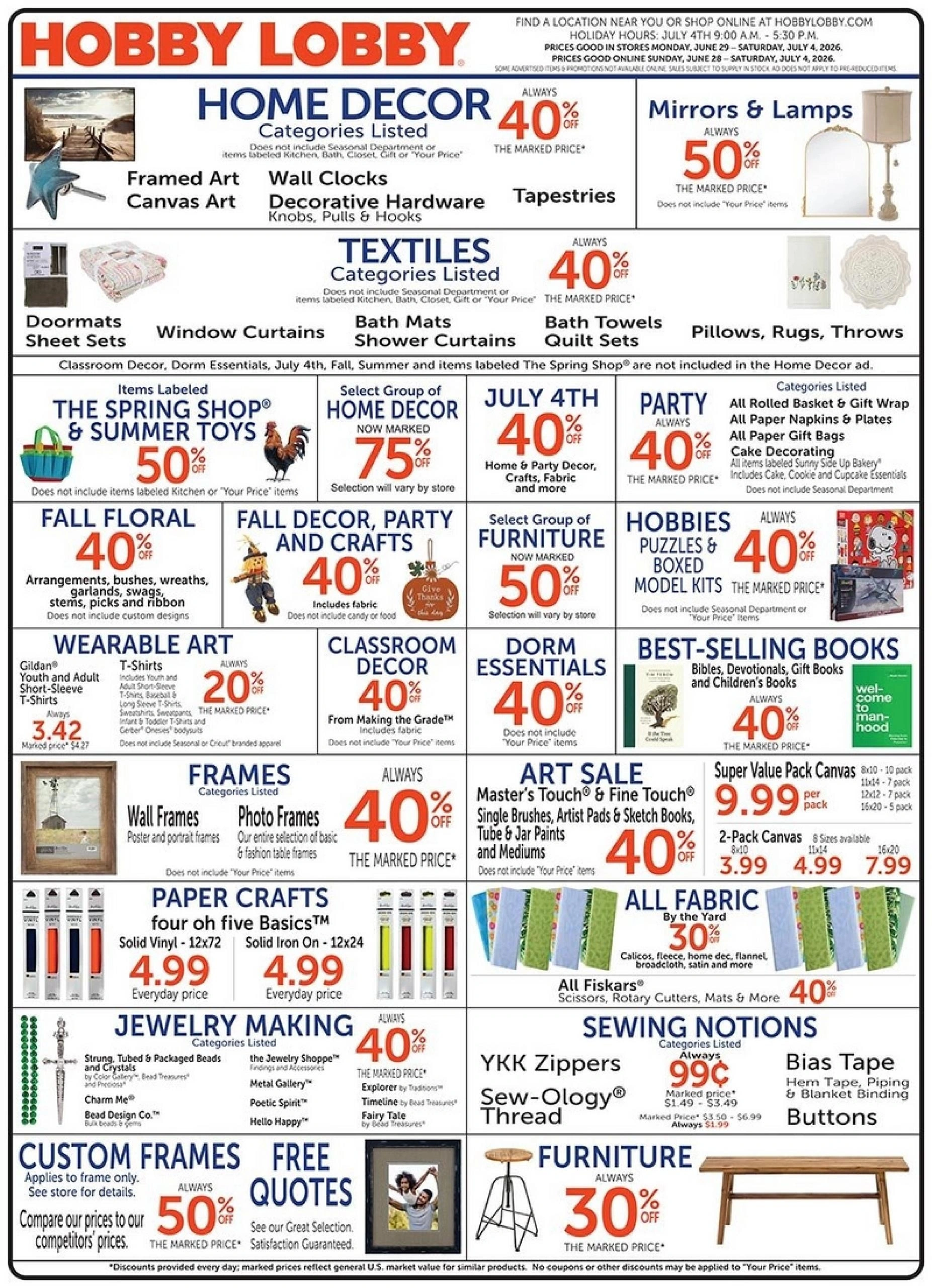 Hobby Lobby flyer page 1