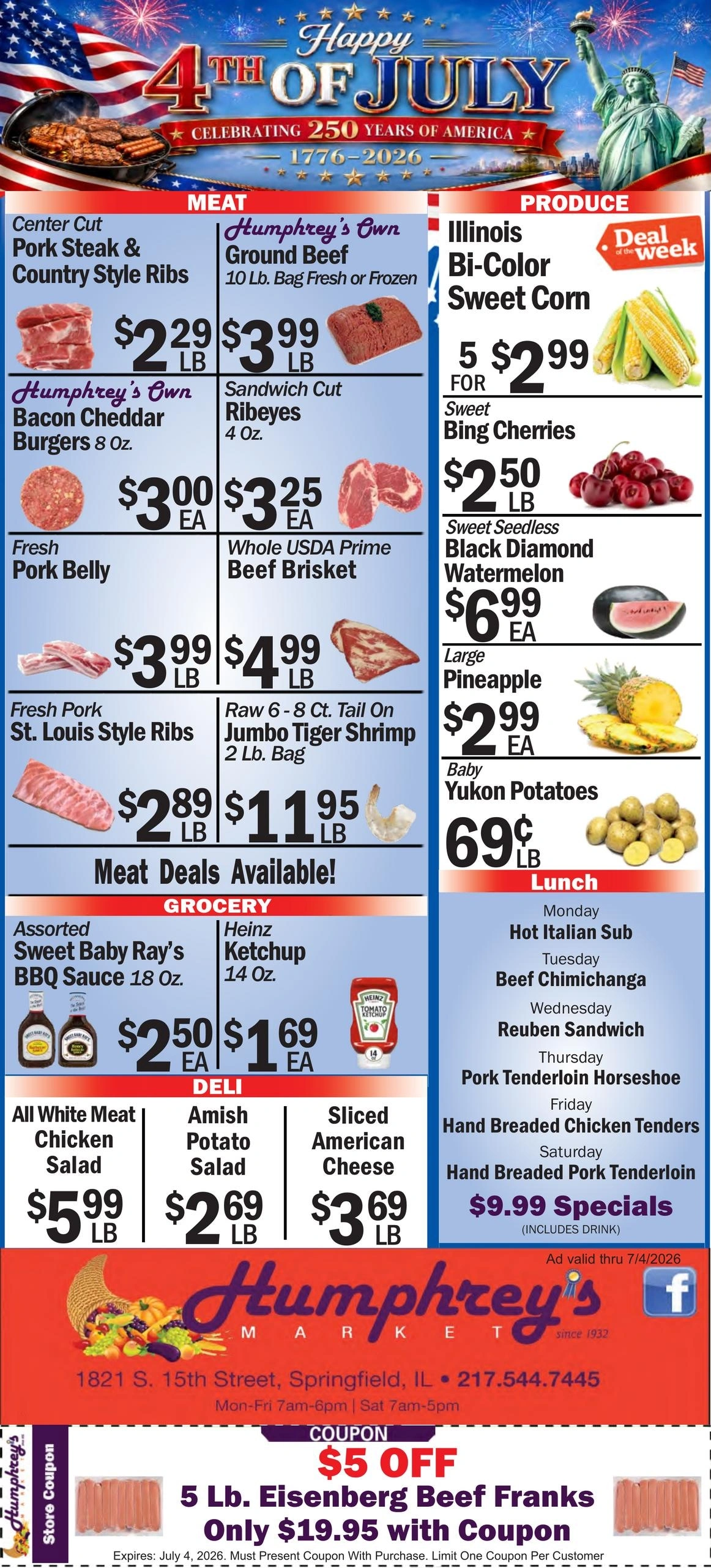 Humphrey's Market flyer page 1