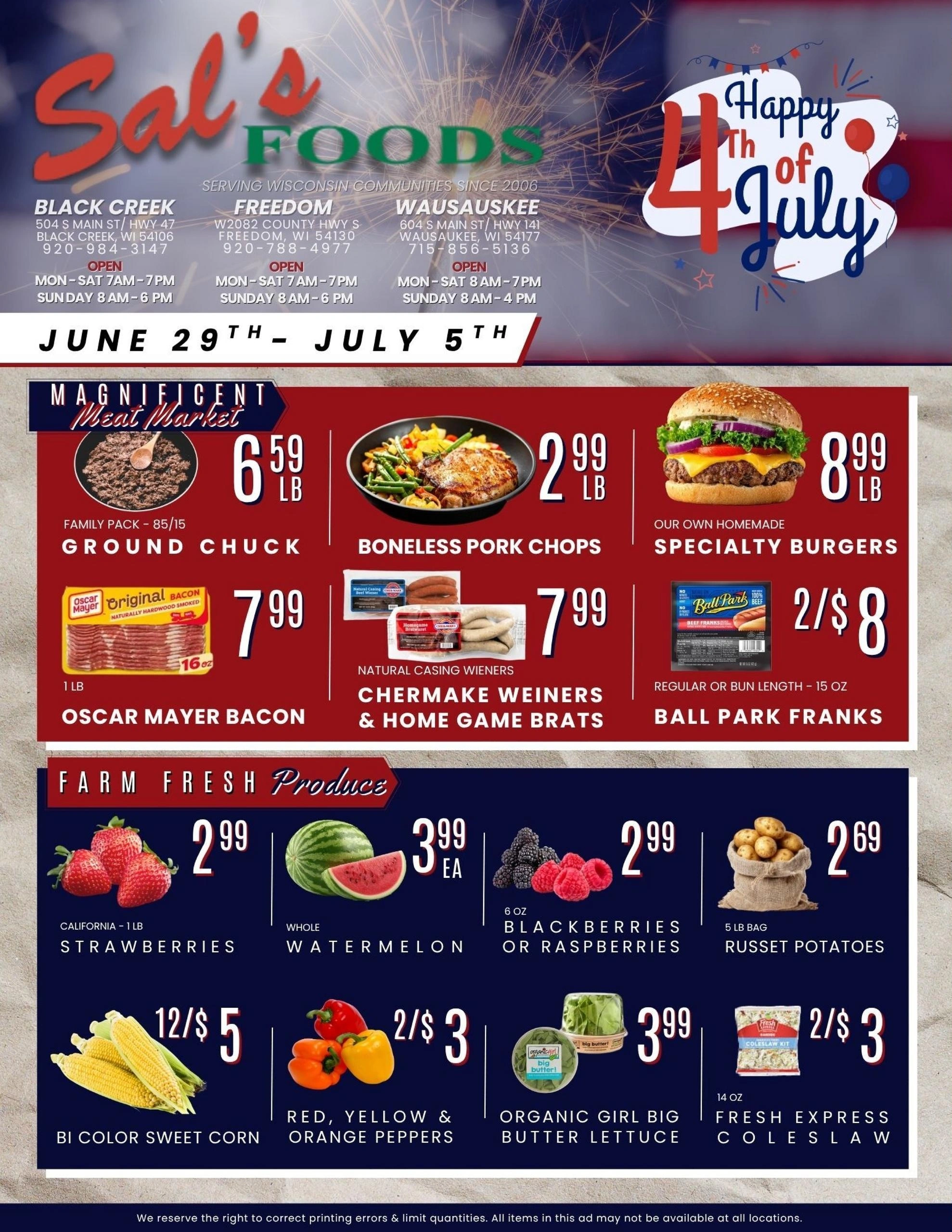 Sal's Food Center flyer page 1
