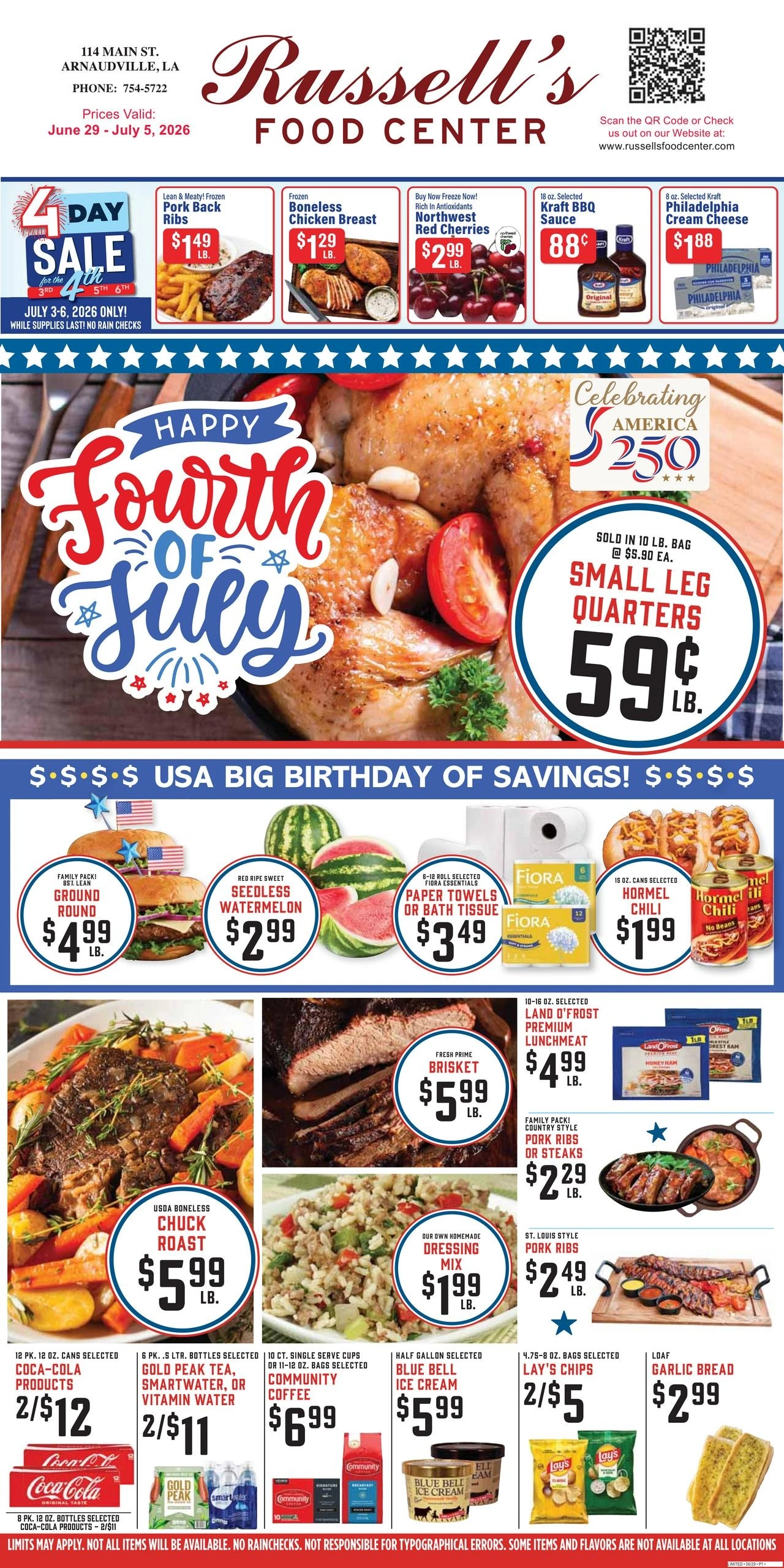 Russell's Food Center flyer page 1