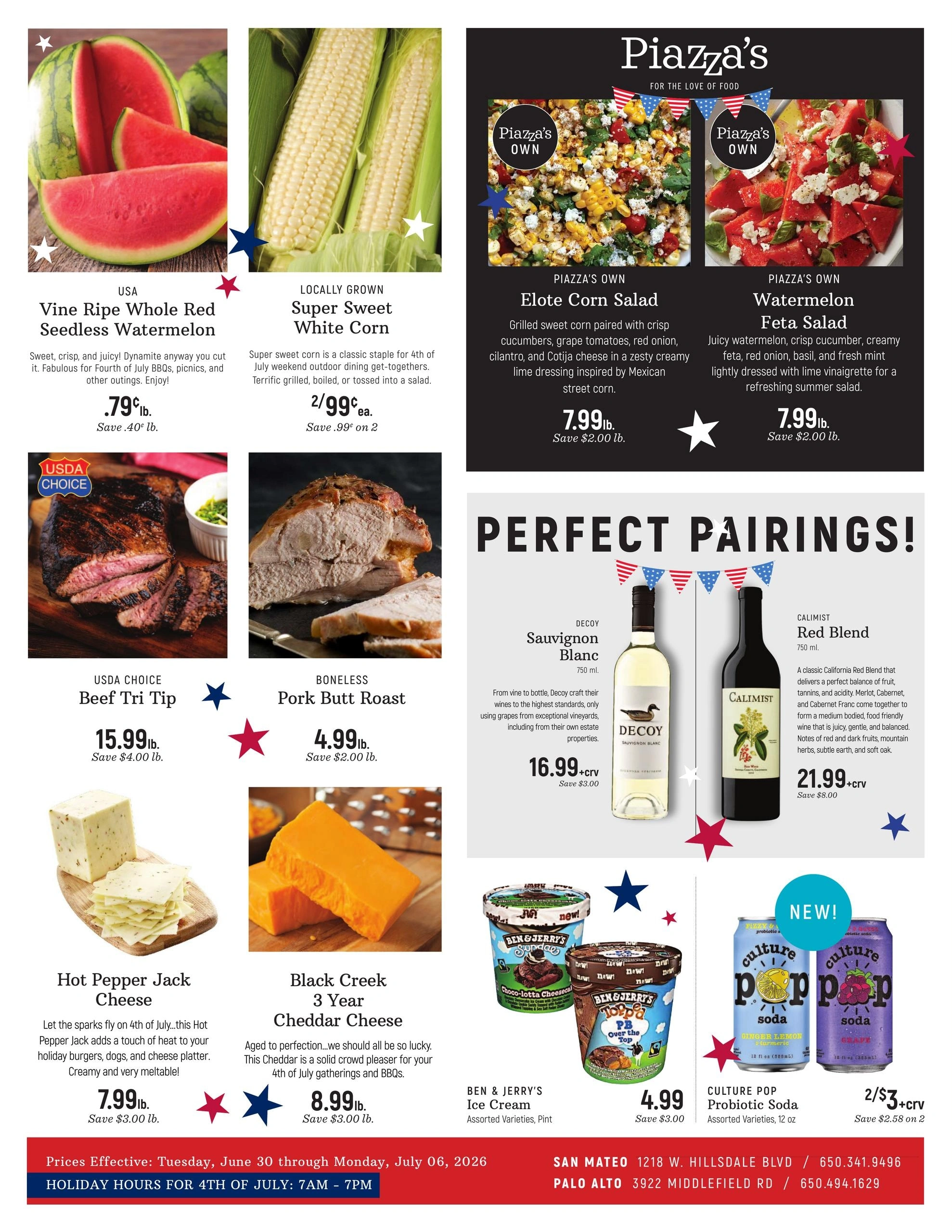 Piazza's Fine Foods flyer page 1