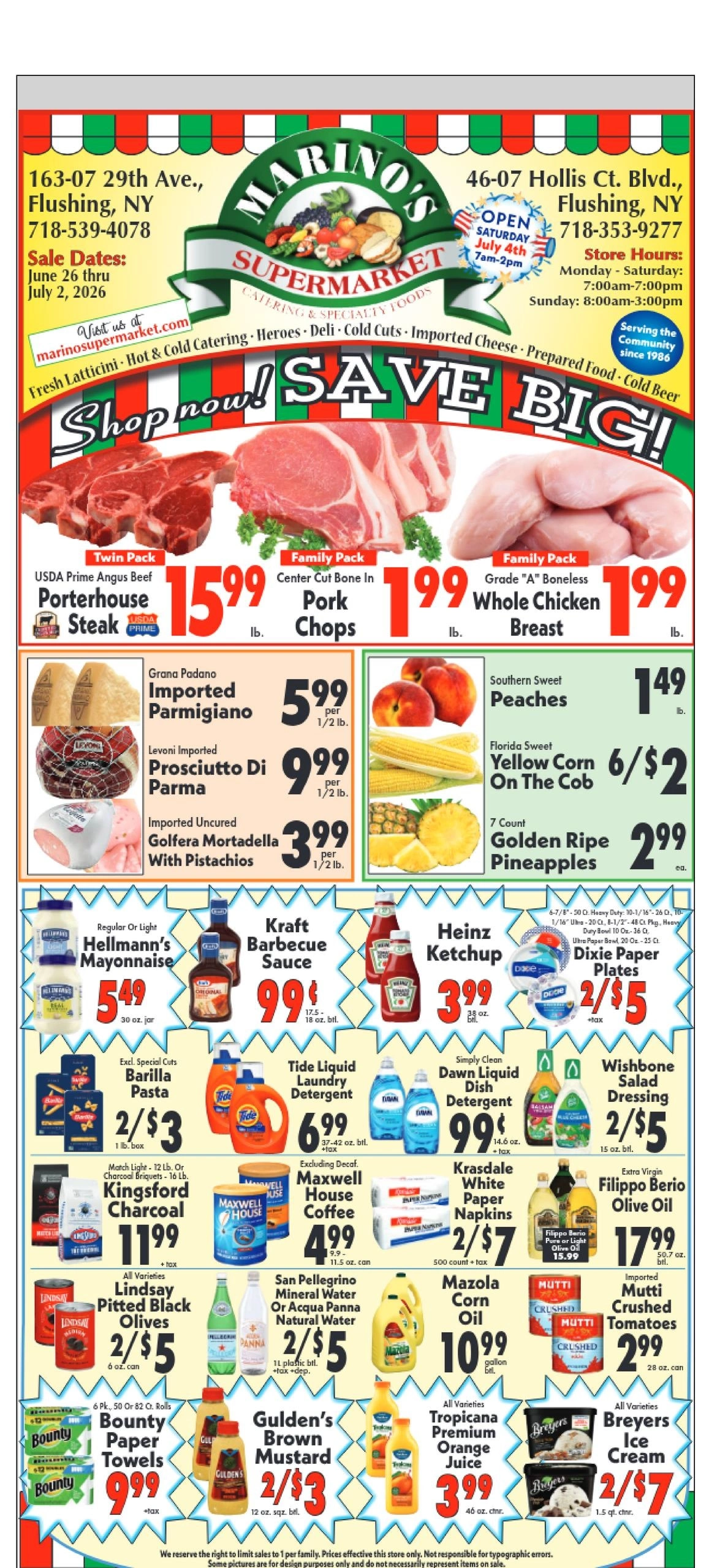 Marino's Supermarket flyer page 1