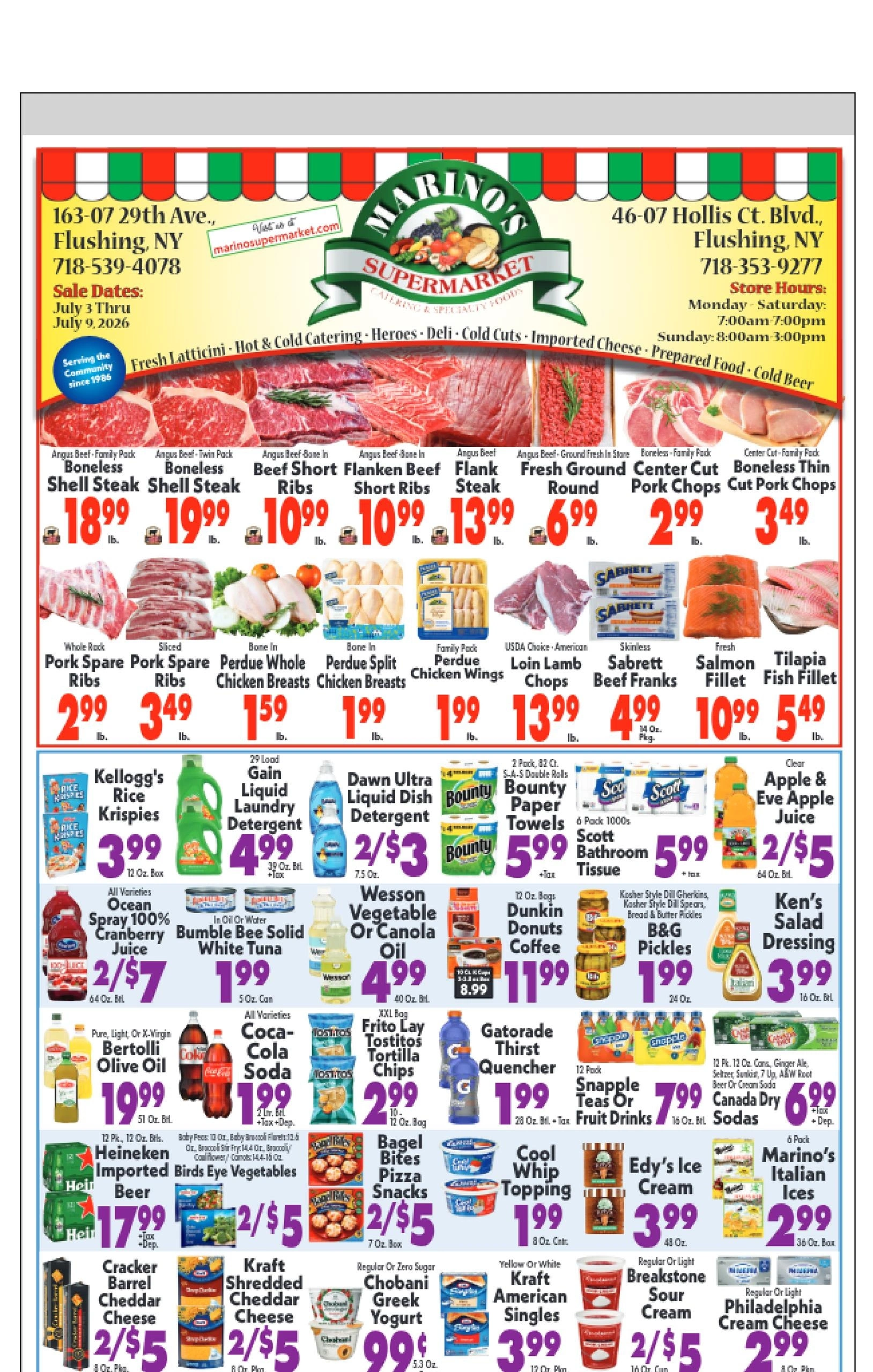 Marino's Supermarket flyer page 1