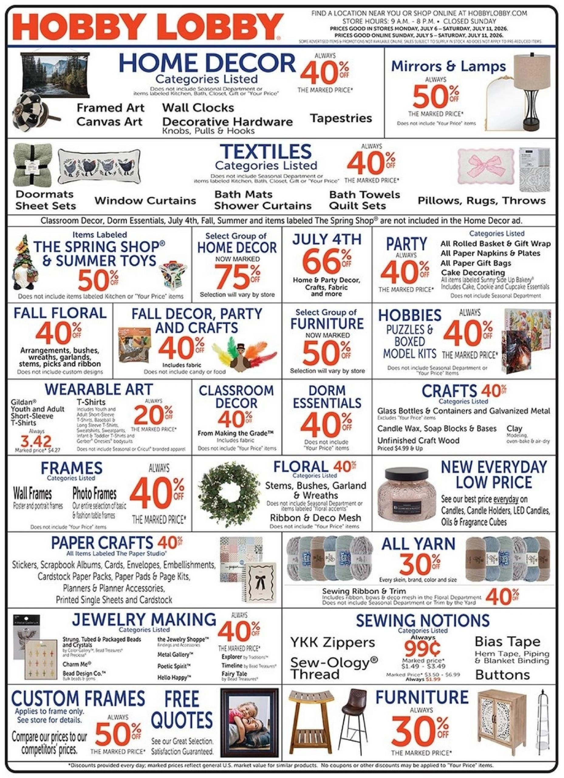 Hobby Lobby flyer page 1