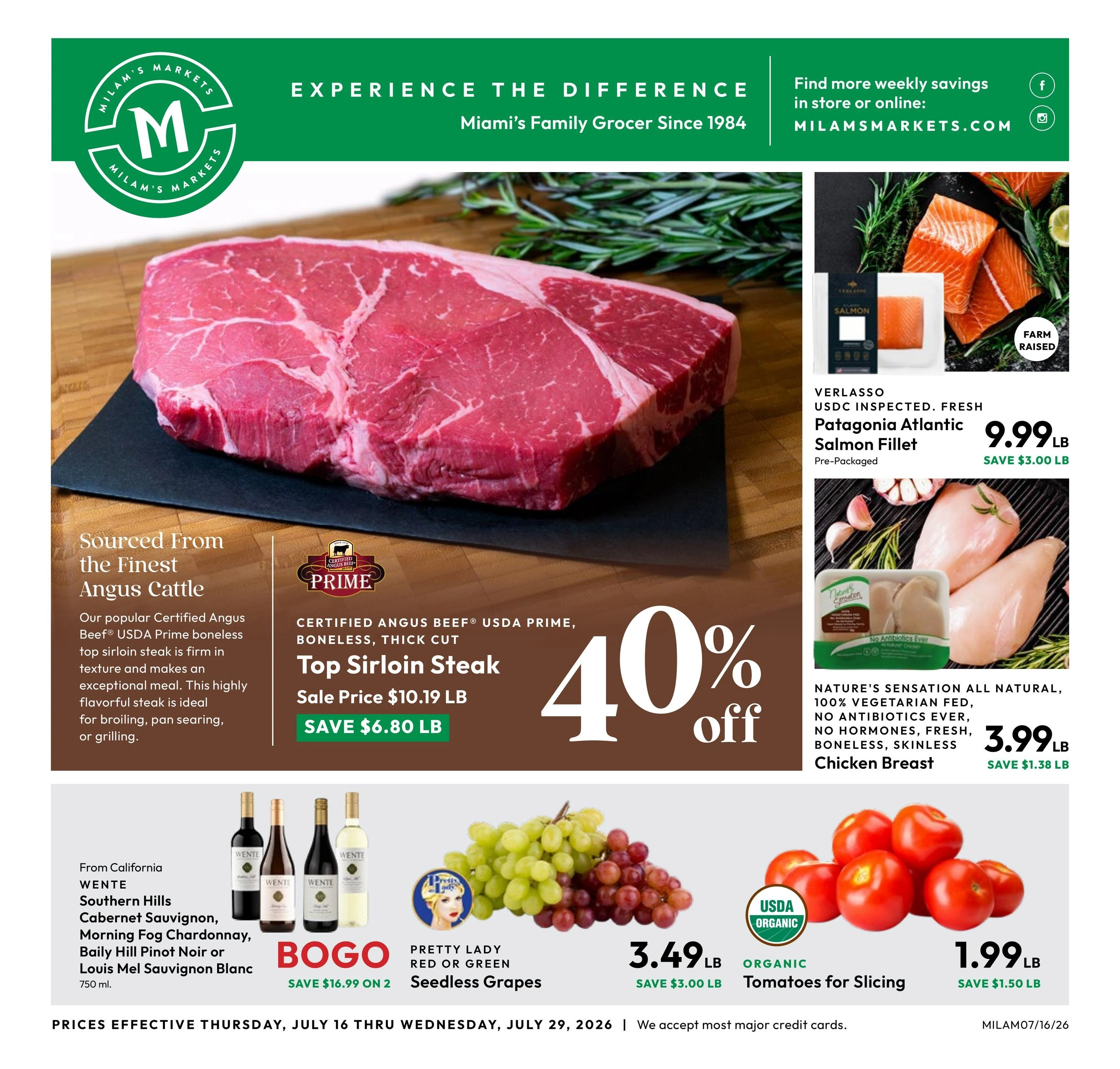 Milam's Markets flyer page 1