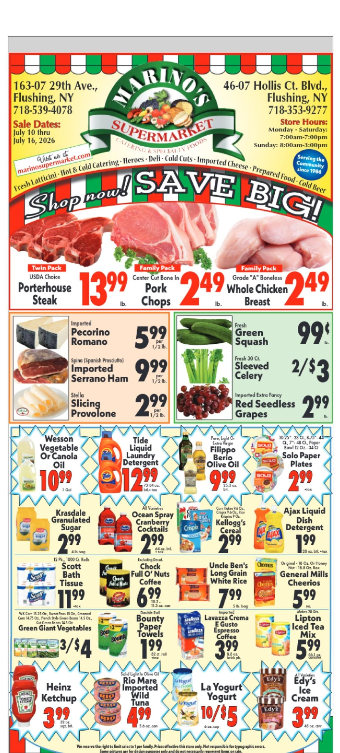 Marino's Supermarket flyer page 1