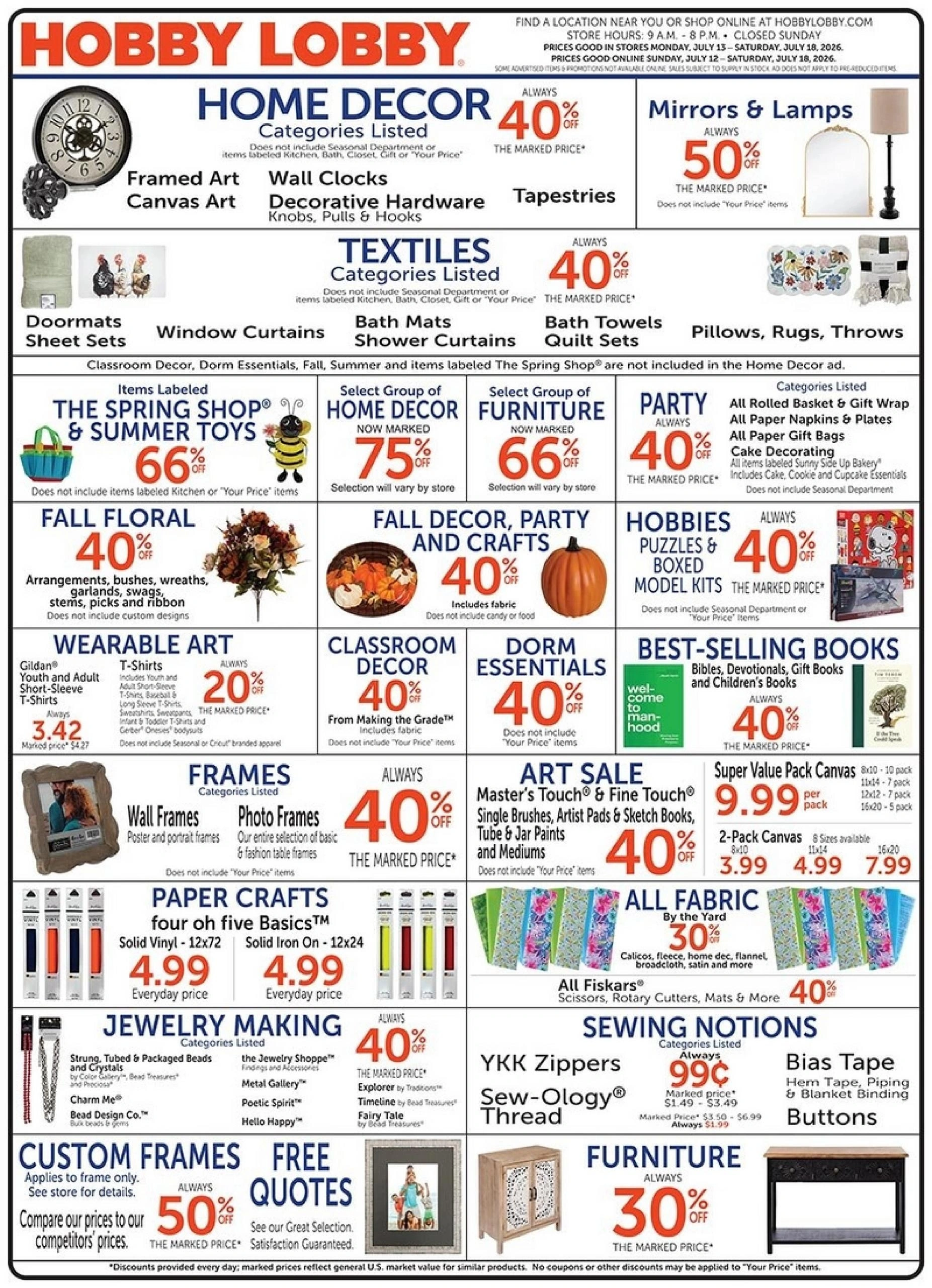 Hobby Lobby flyer page 1