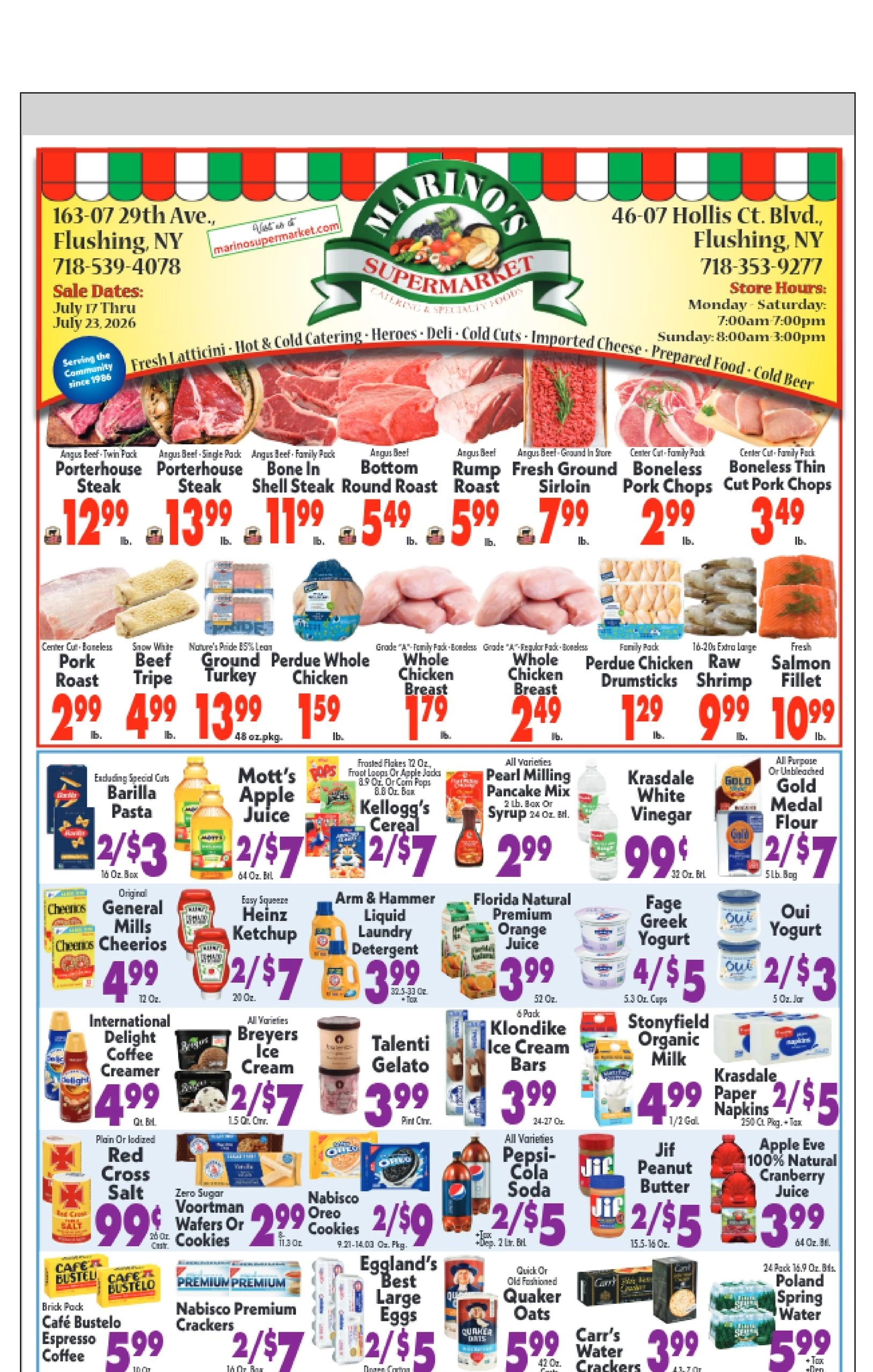 Marino's Supermarket flyer page 1