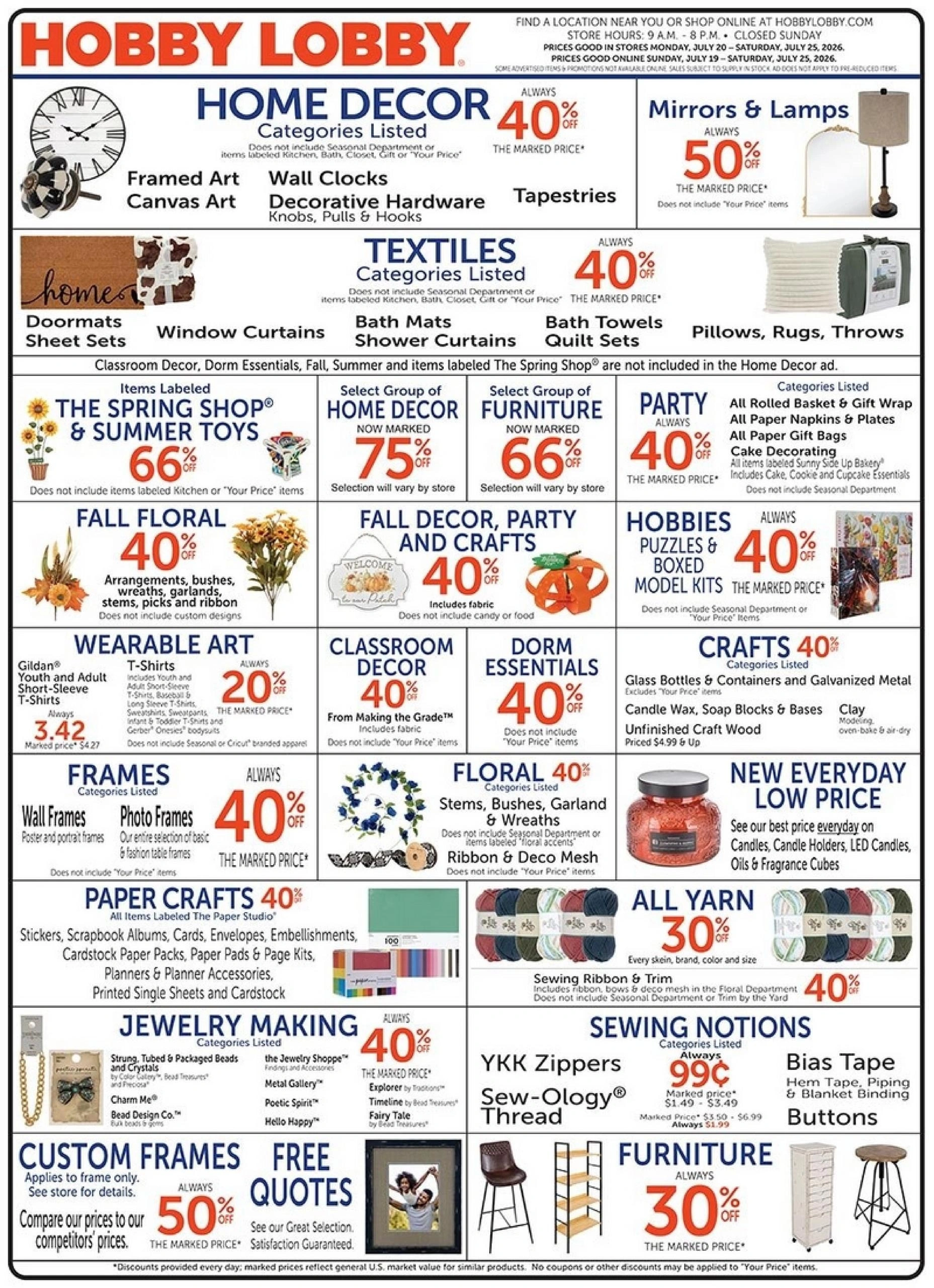 Hobby Lobby flyer page 1