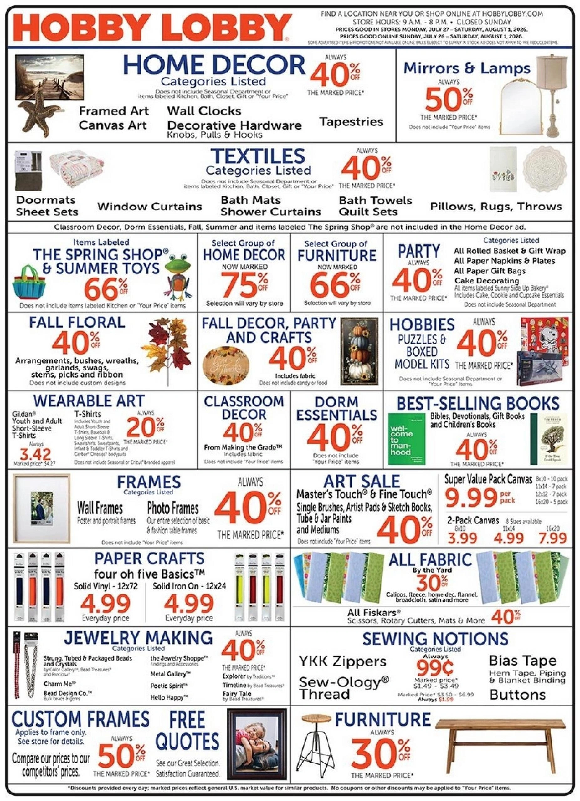Hobby Lobby flyer page 1