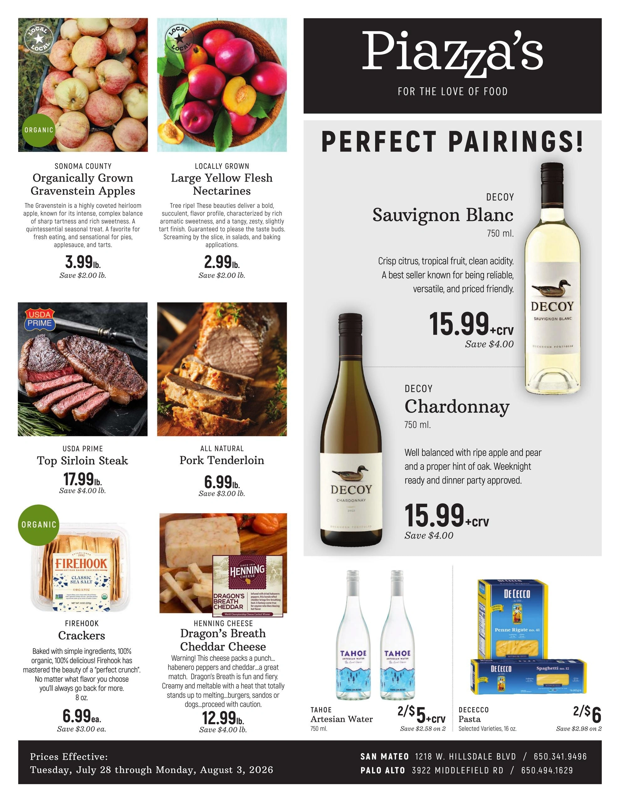 Piazza's Fine Foods flyer page 1