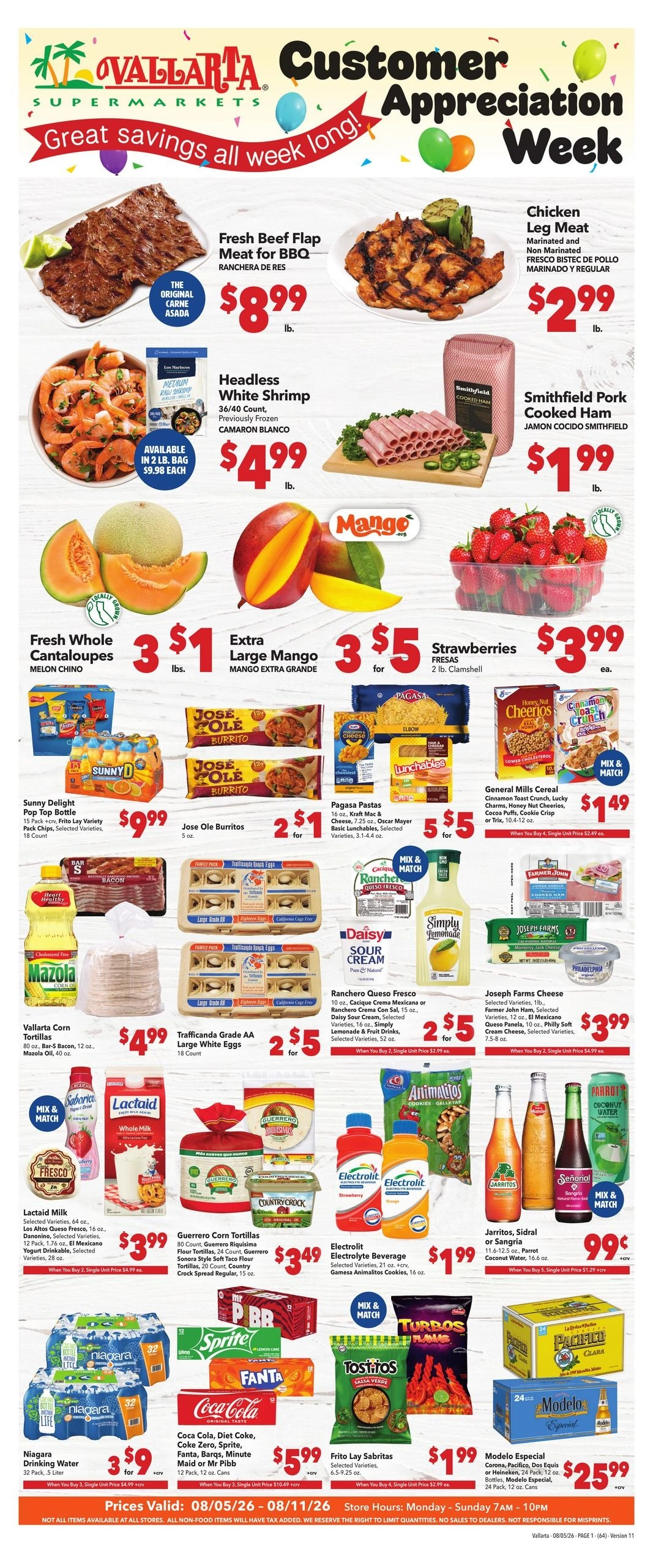 Vallarta Supermarkets flyer page 1