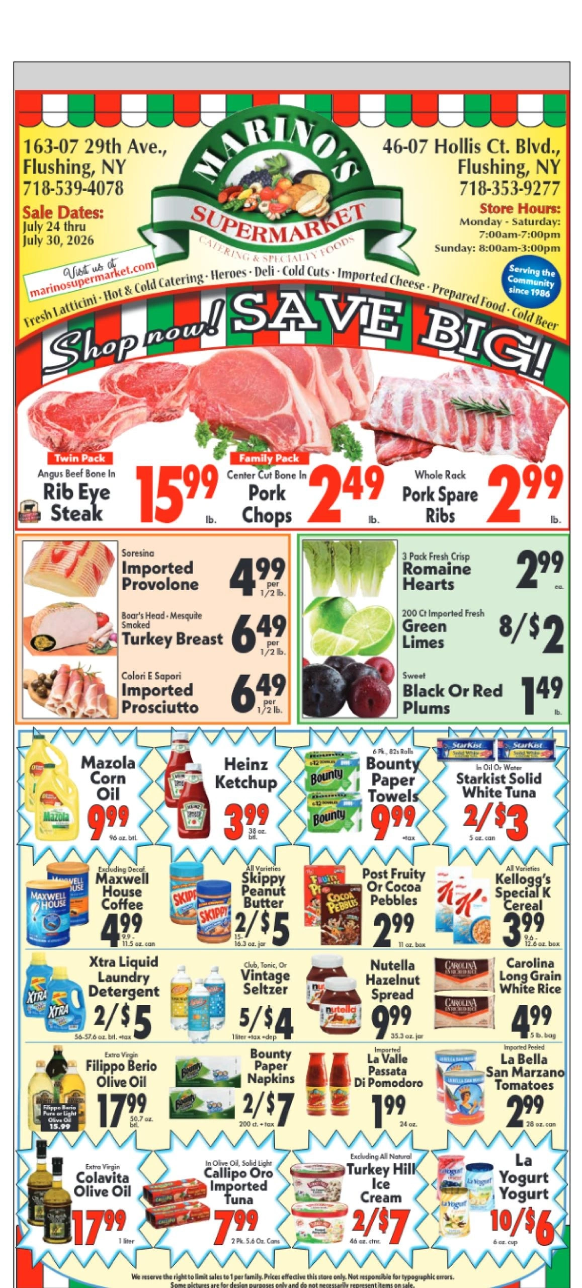 Marino's Supermarket flyer page 1