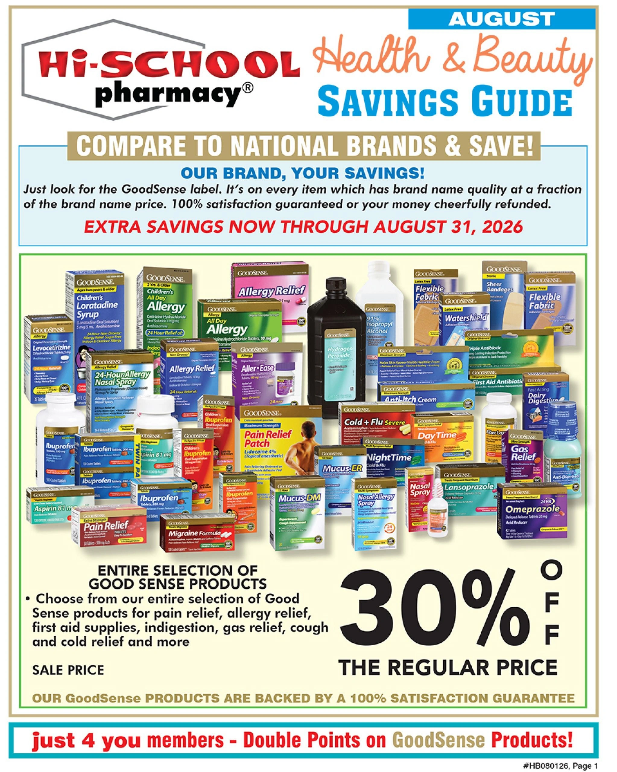Hi-School Pharmacy flyer page 1