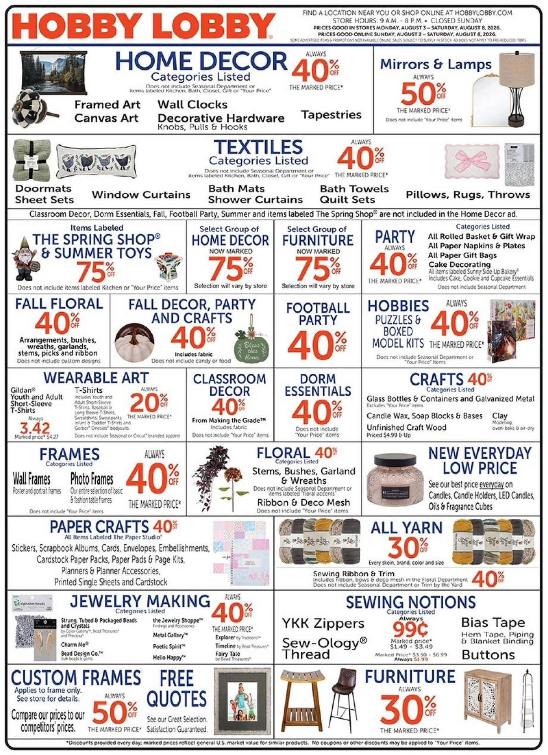 Hobby Lobby flyer page 1