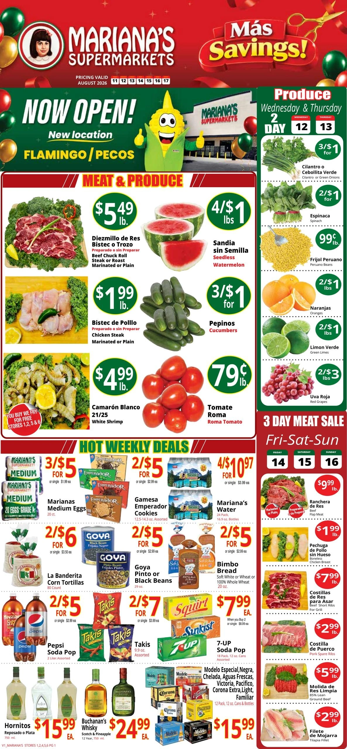 Mariana's Supermarkets flyer page 1