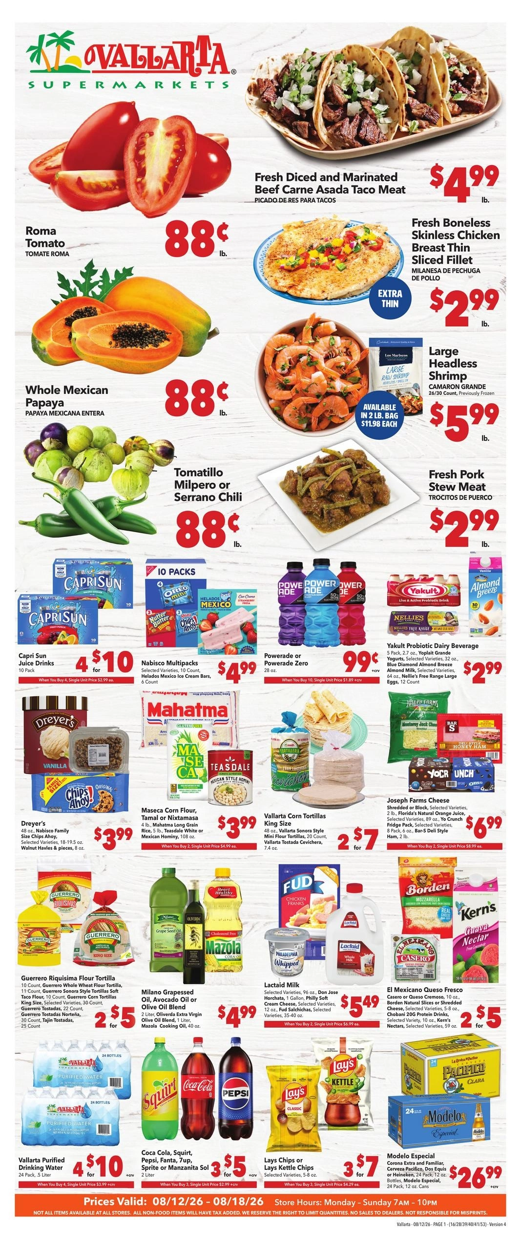 Vallarta Supermarkets flyer page 1
