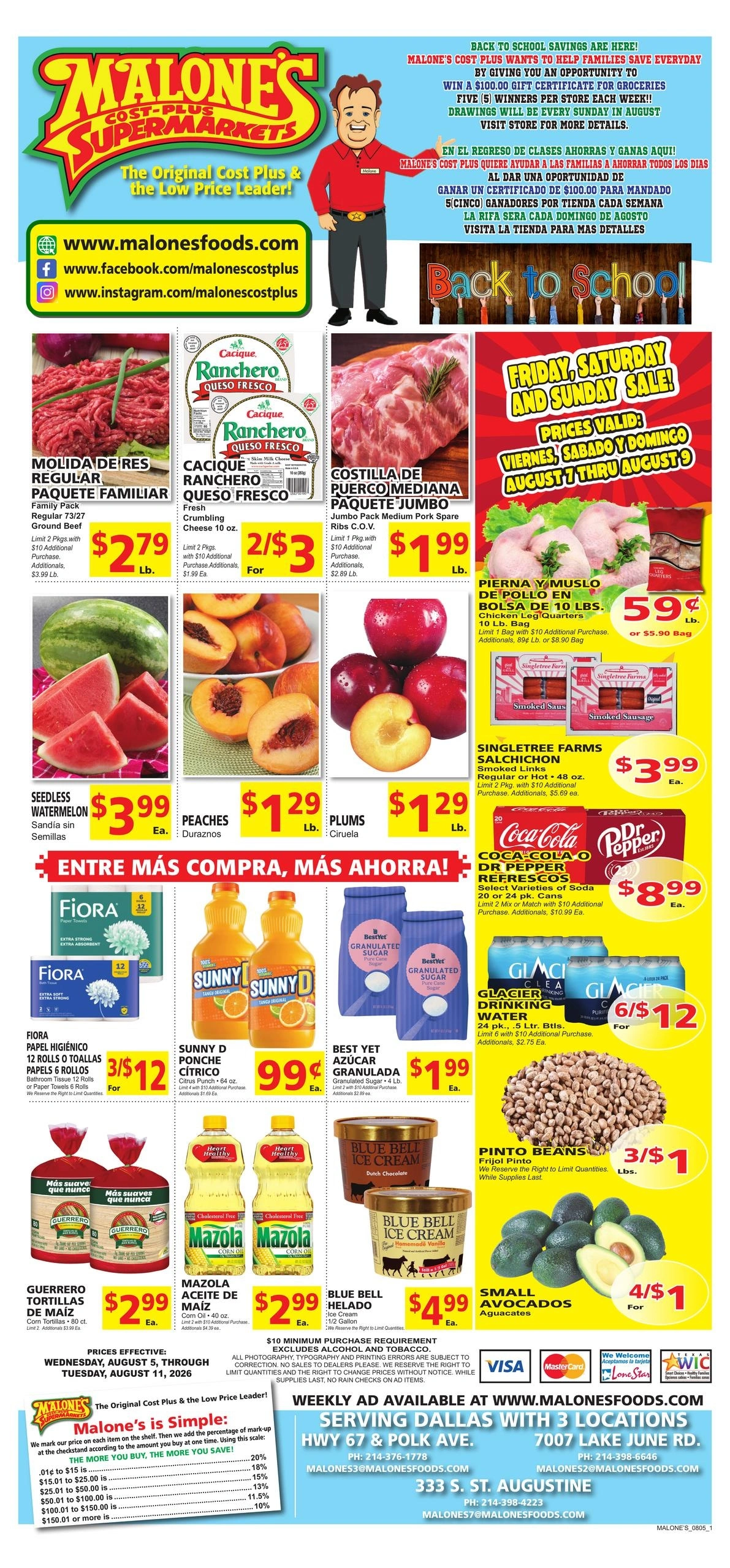 Malone's Cost Plus flyer page 1