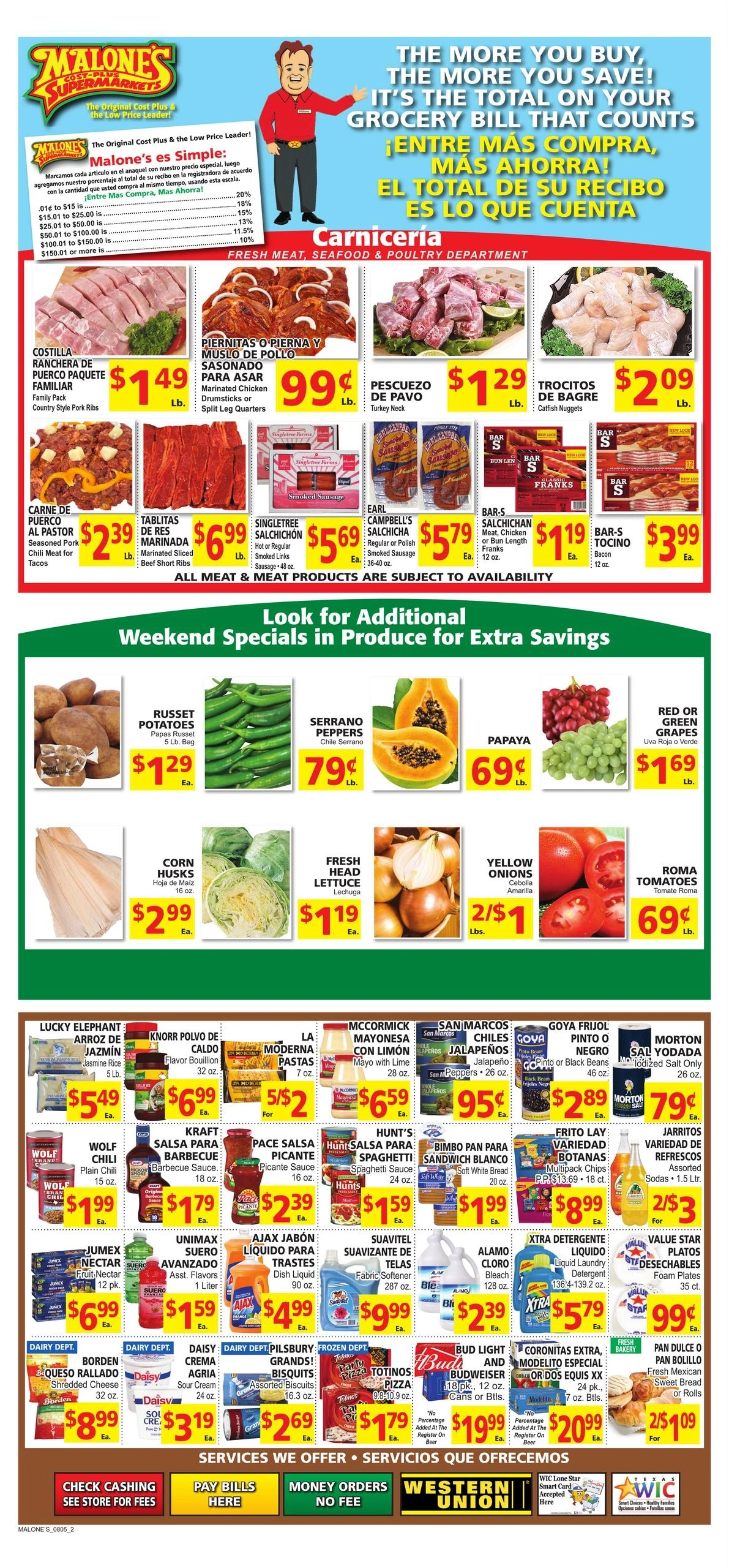 Malone's Cost Plus flyer page 2
