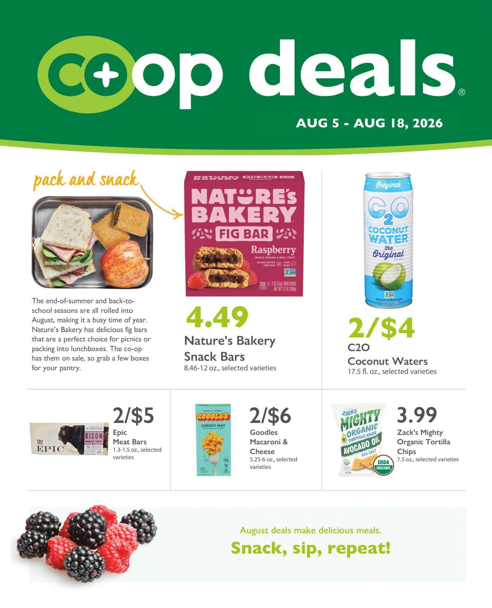 Co-opportunity Natural Foods flyer page 1