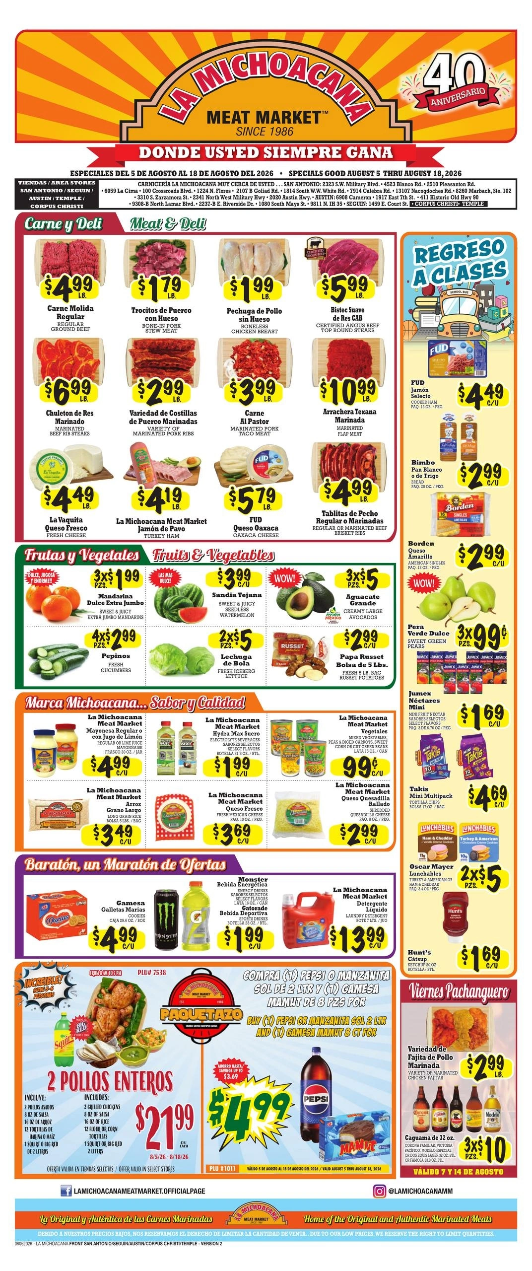 La Michoacana Meat Market flyer page 1
