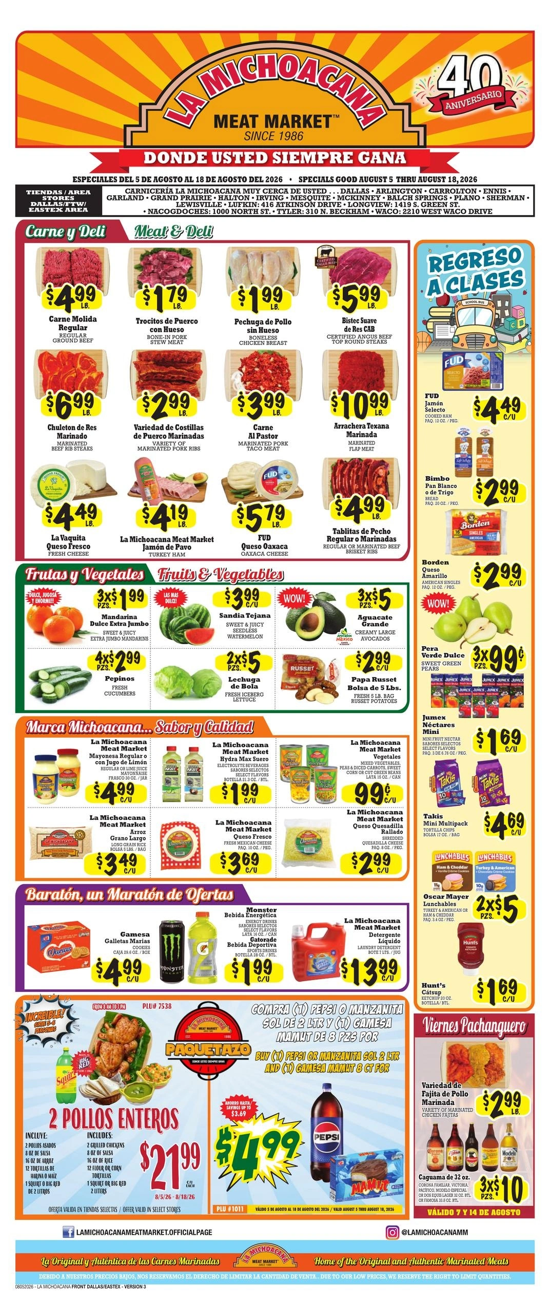 La Michoacana Meat Market flyer page 1