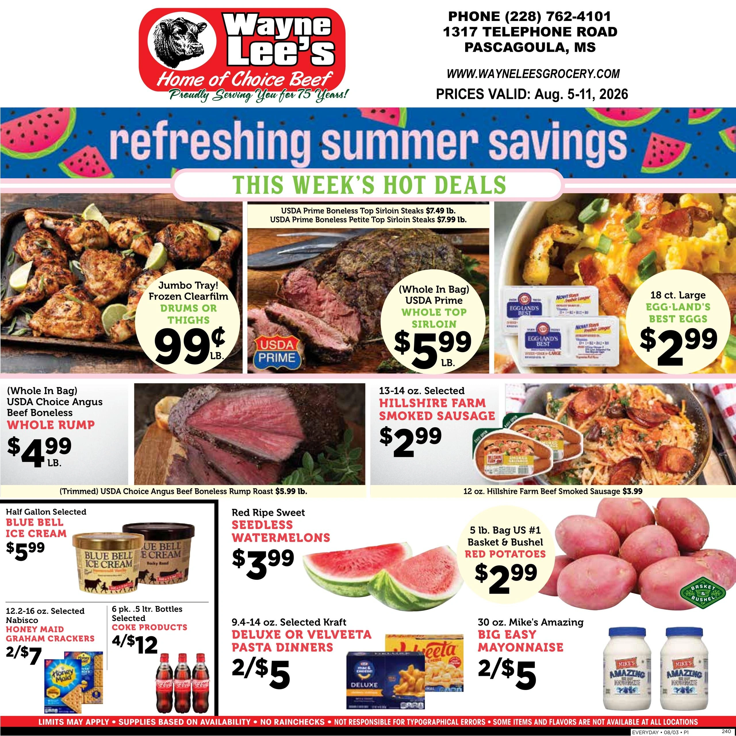 Wayne Lees Grocery flyer page 1