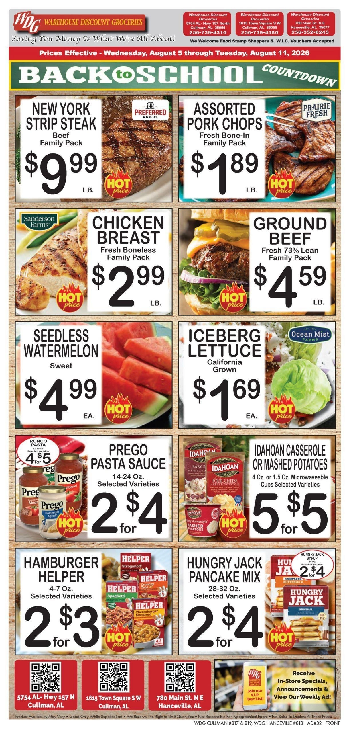 Warehouse Discount Groceries flyer page 1