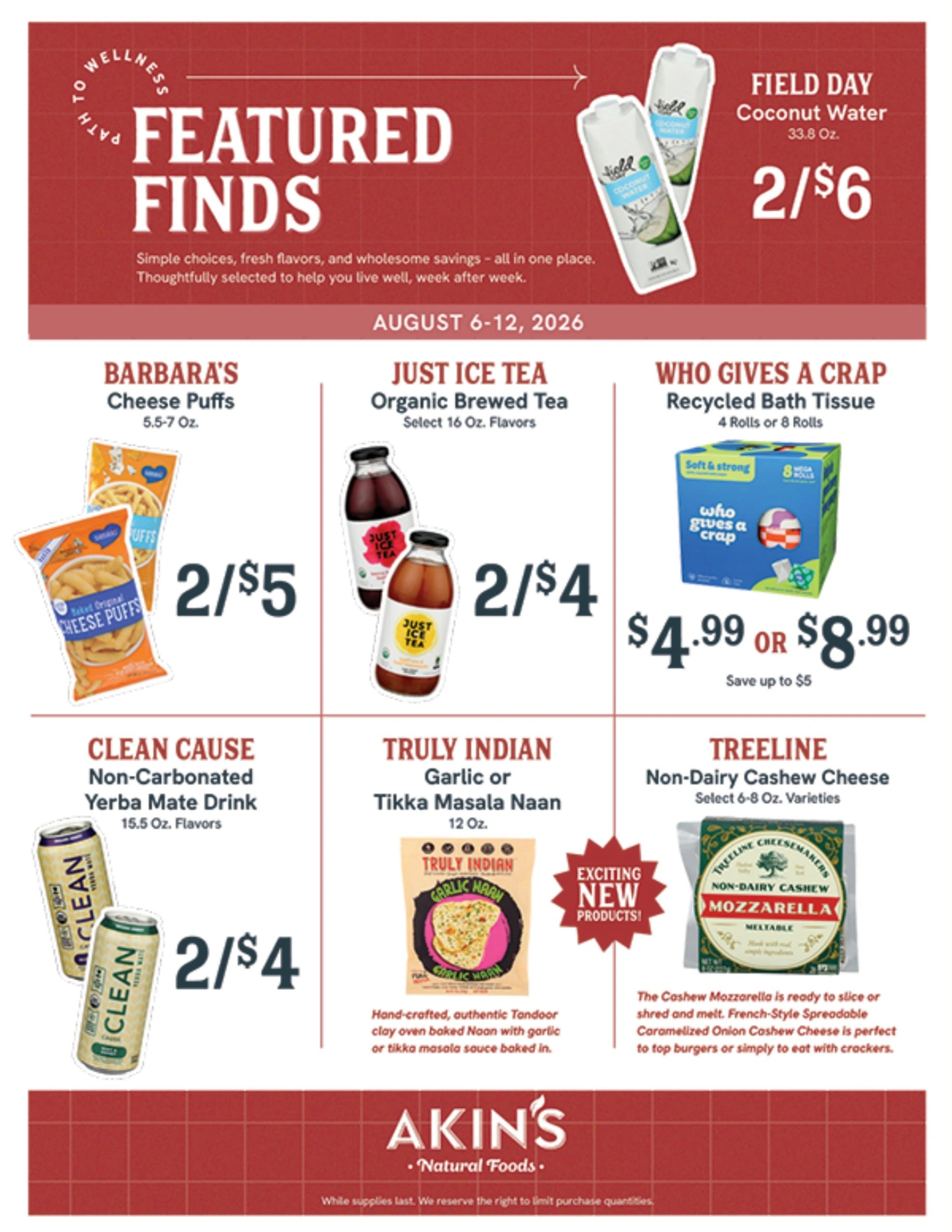 Akin's Natural Foods flyer page 1