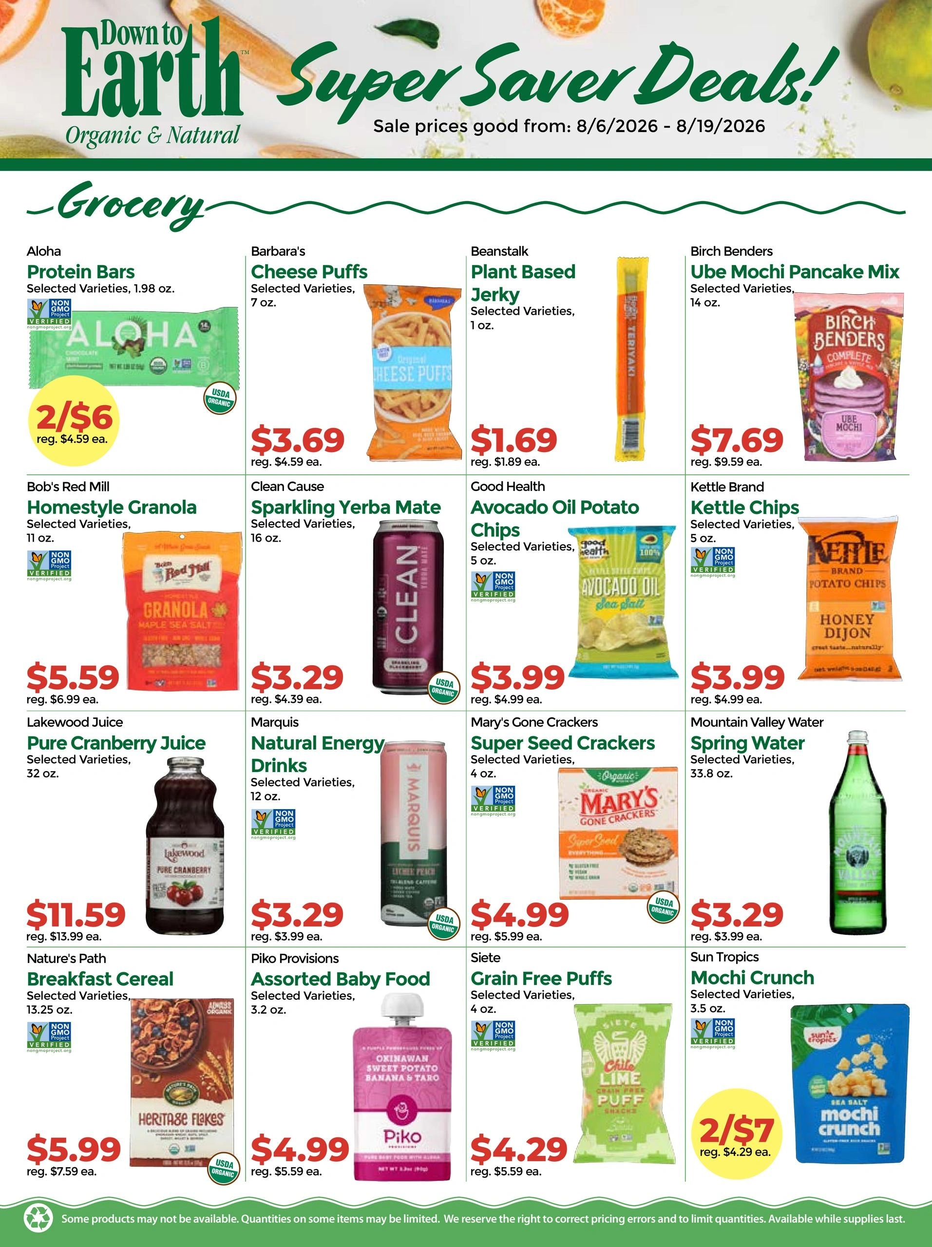 Down to Earth Organic & Natural flyer page 1