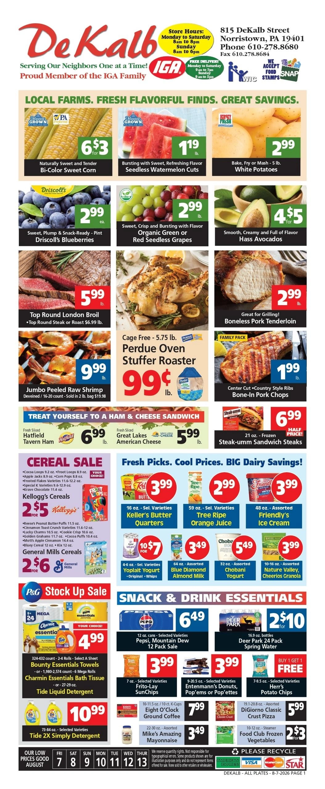 DeKalb Supermarket IGA flyer page 1
