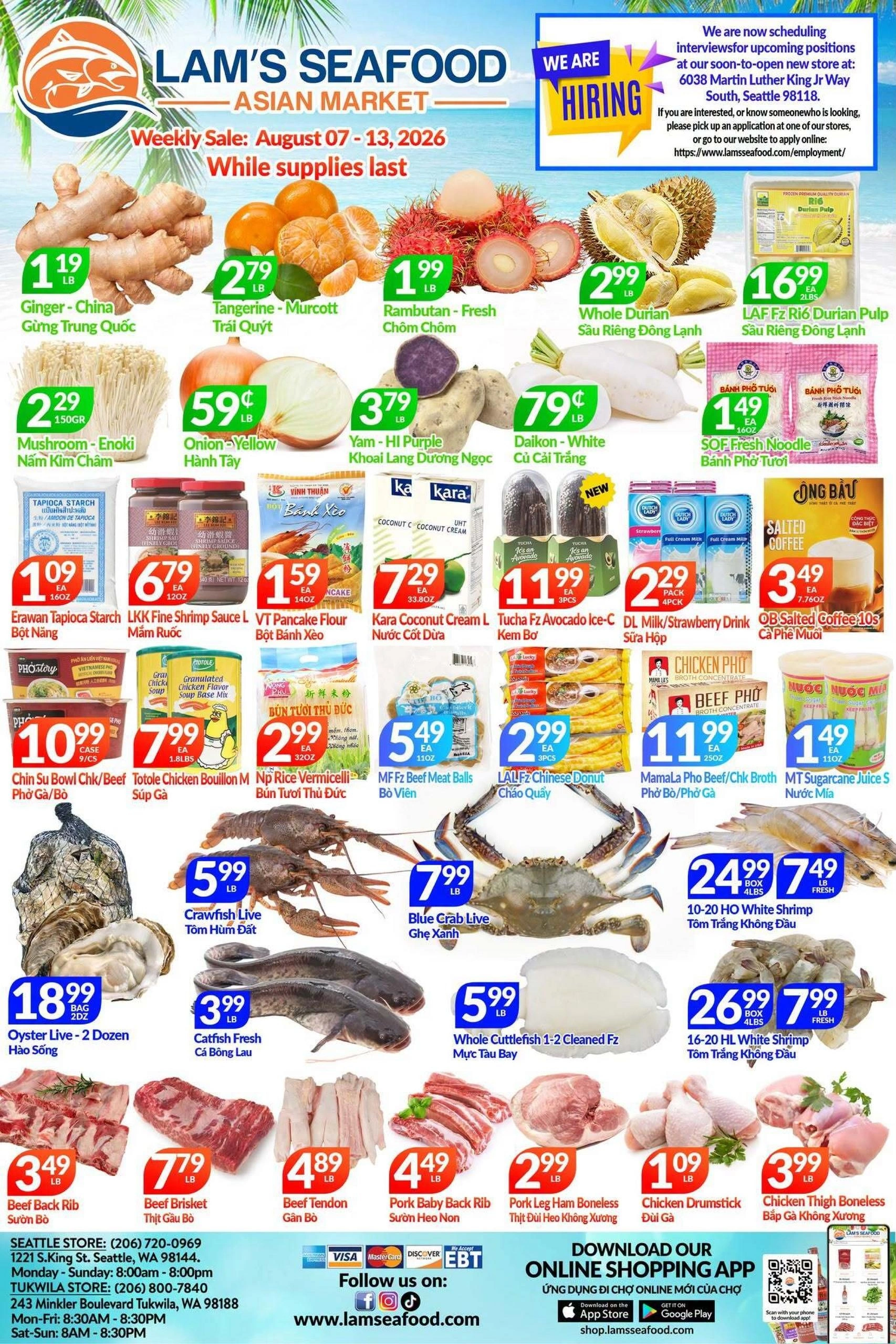 Lam's Seafood Market flyer page 1